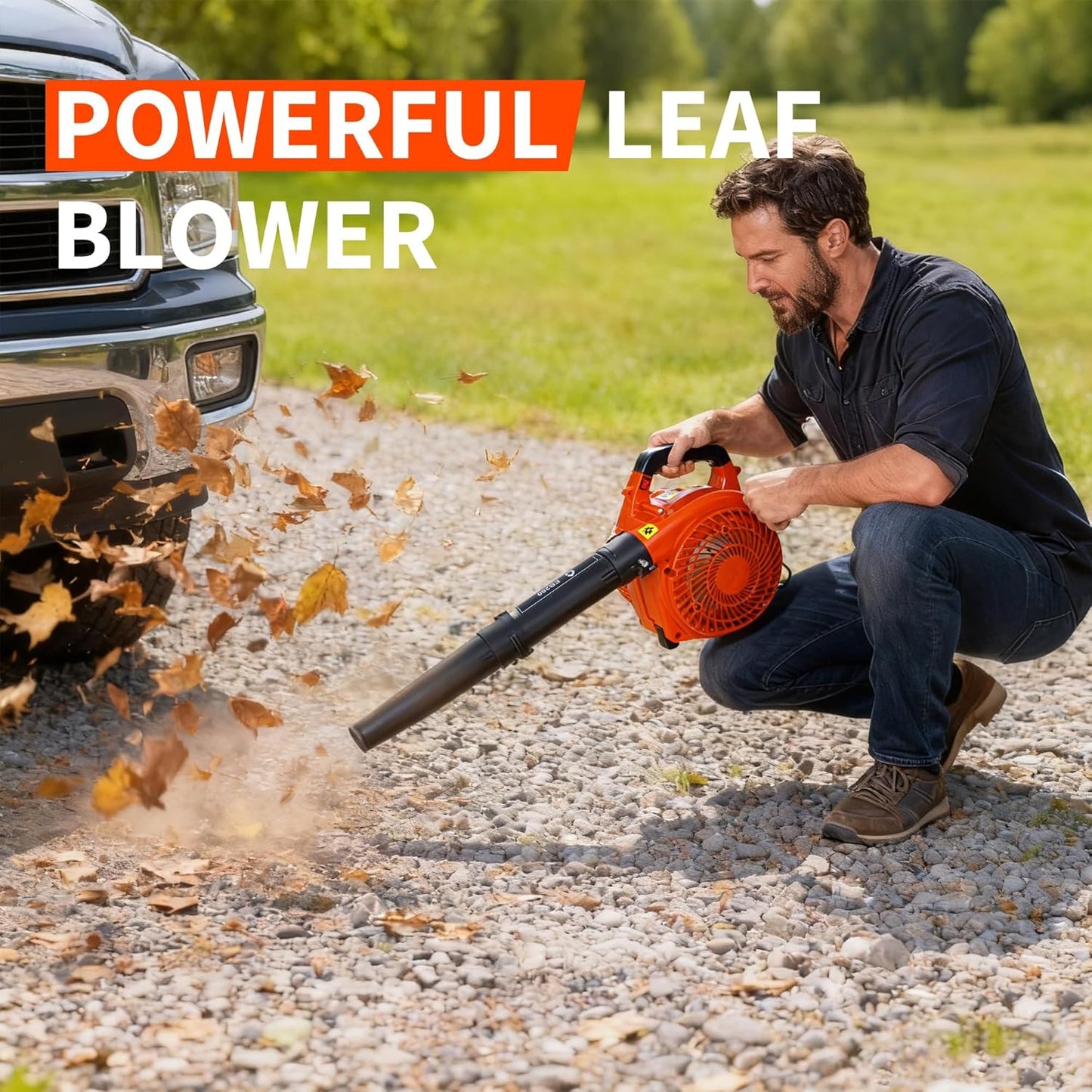 Garvee 280 mph at 490 CFM 28 CC, 2-Cycle Gas Handheld Leaf Blower, Orange