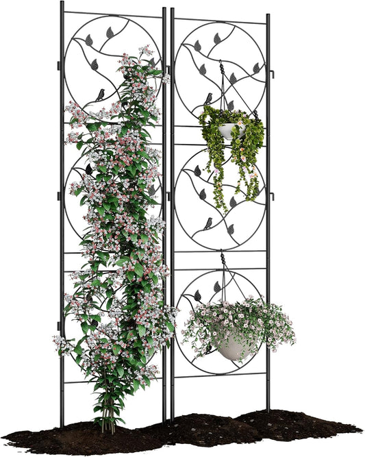 Riedhoff Metal Garden Trellis for Climbing Plants, Black
