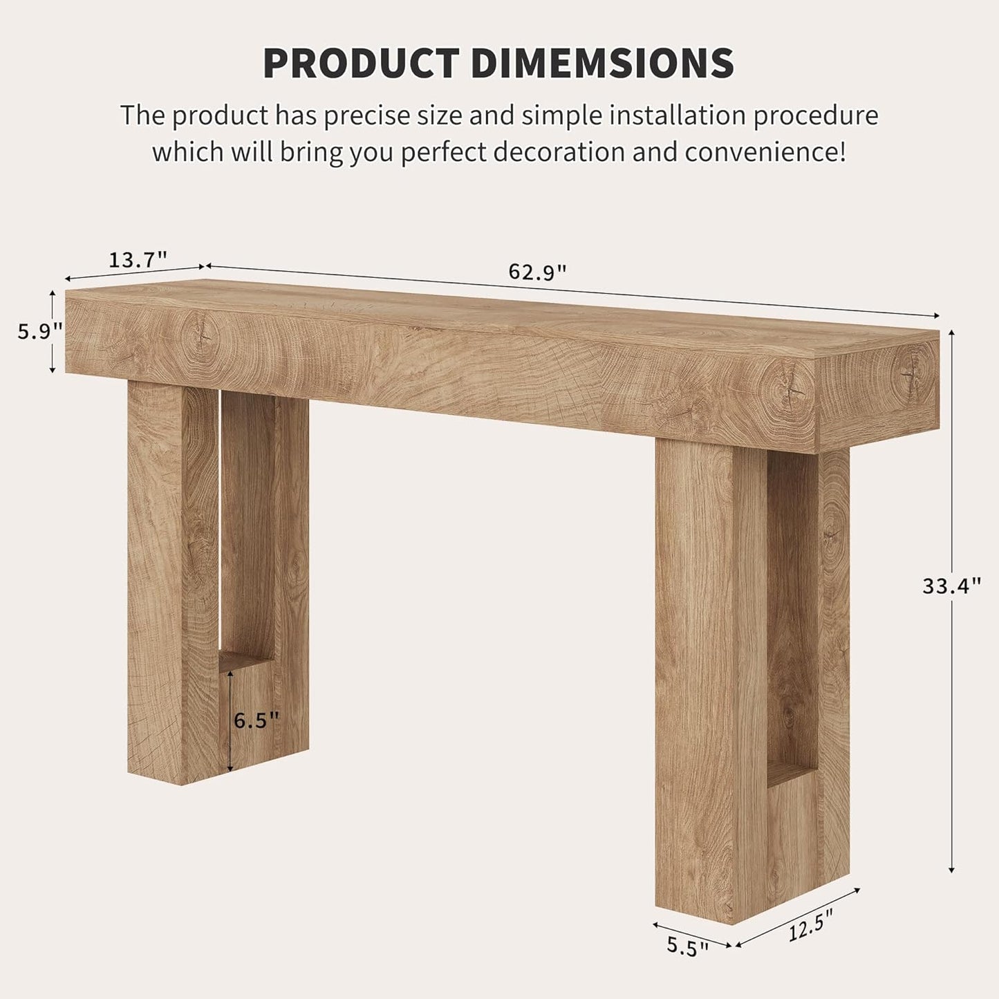 Garvee 63" Console Table for Entryway, Industrial Console Sofa Table