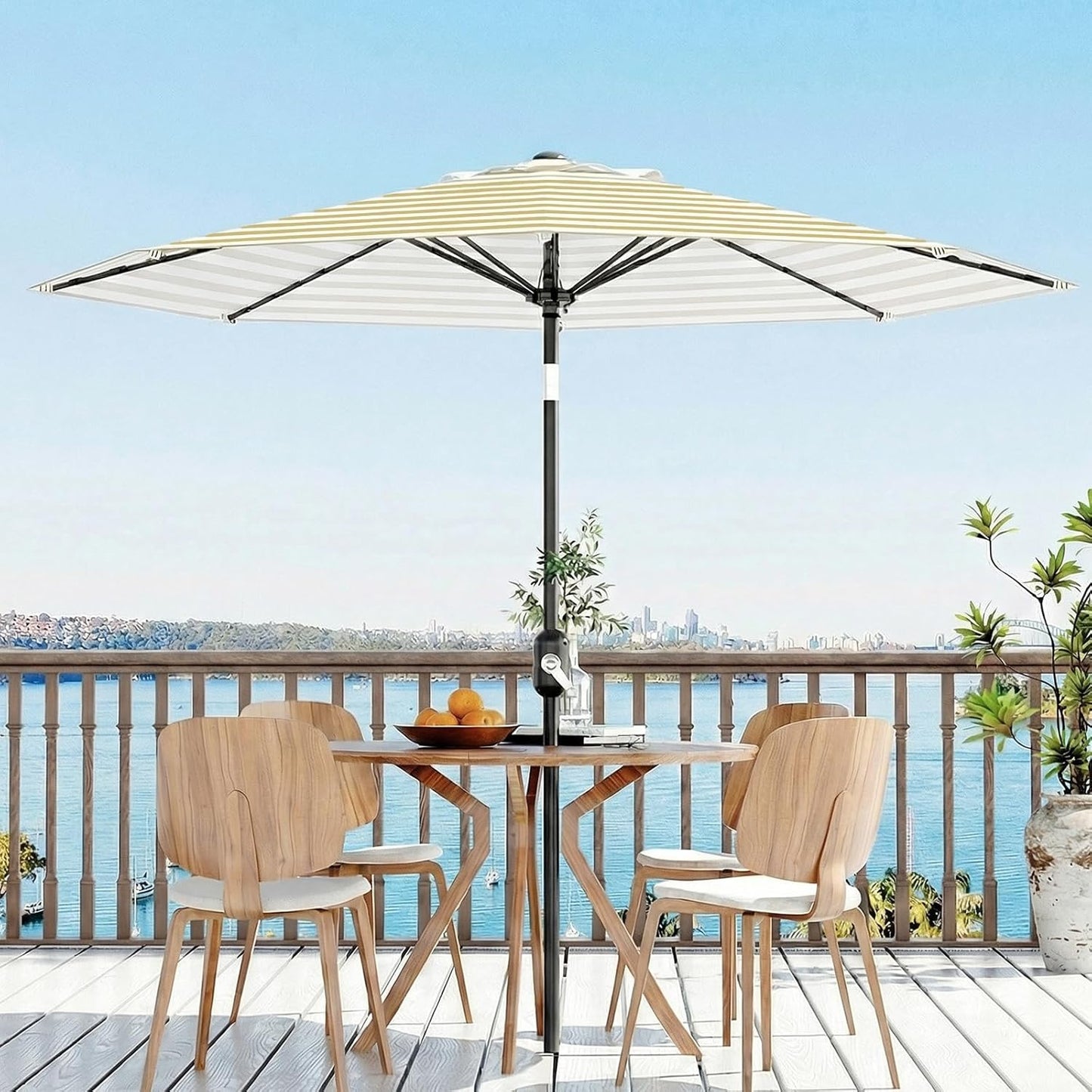 Garvee 9 ft Patio Table Umbrella, 8 Ribs, Crank Lift & Push Button Tilt