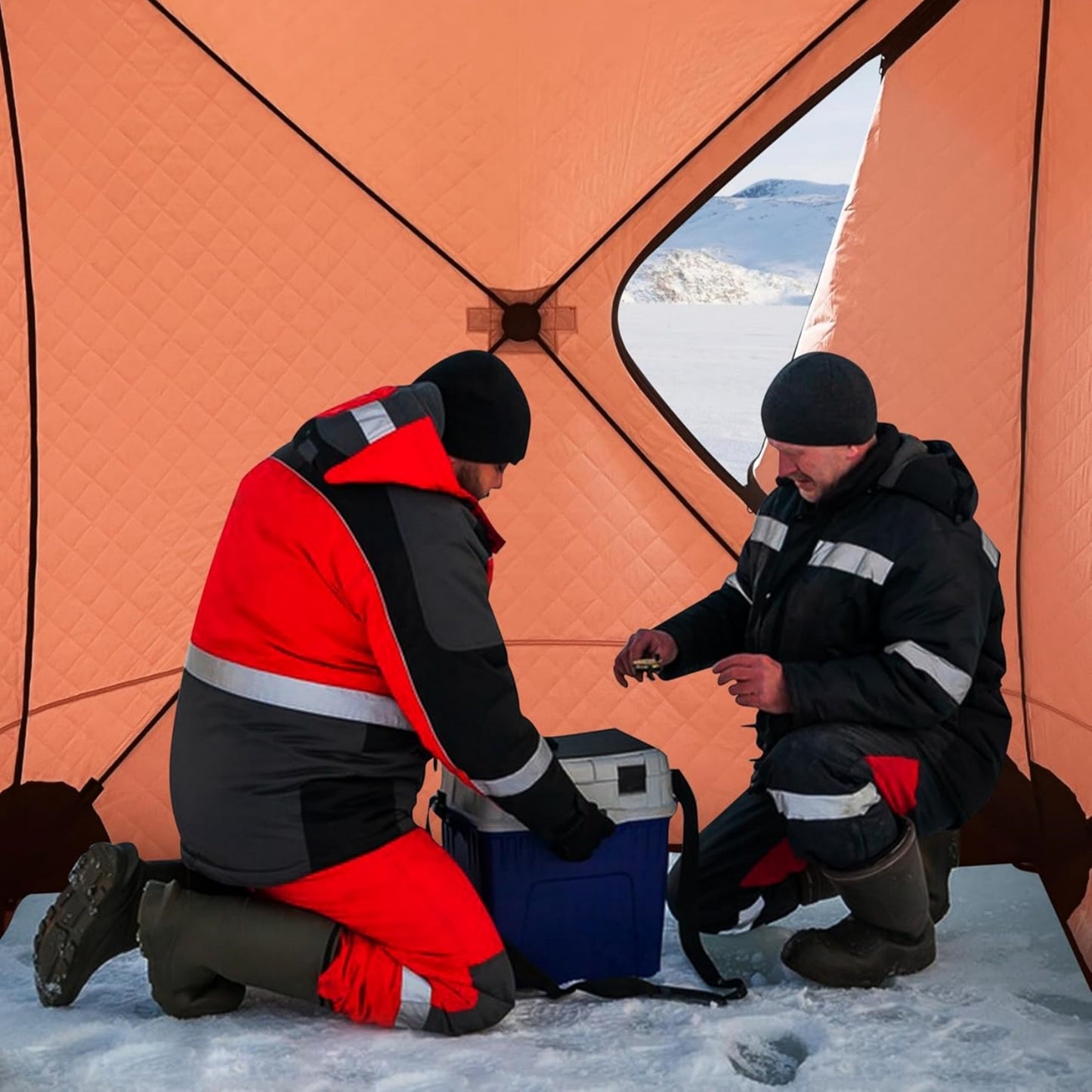 Garvee Ice Fishing Insulated Tent, 6-7 Person Shelter, 70.8 x 70.8 x 78.7"