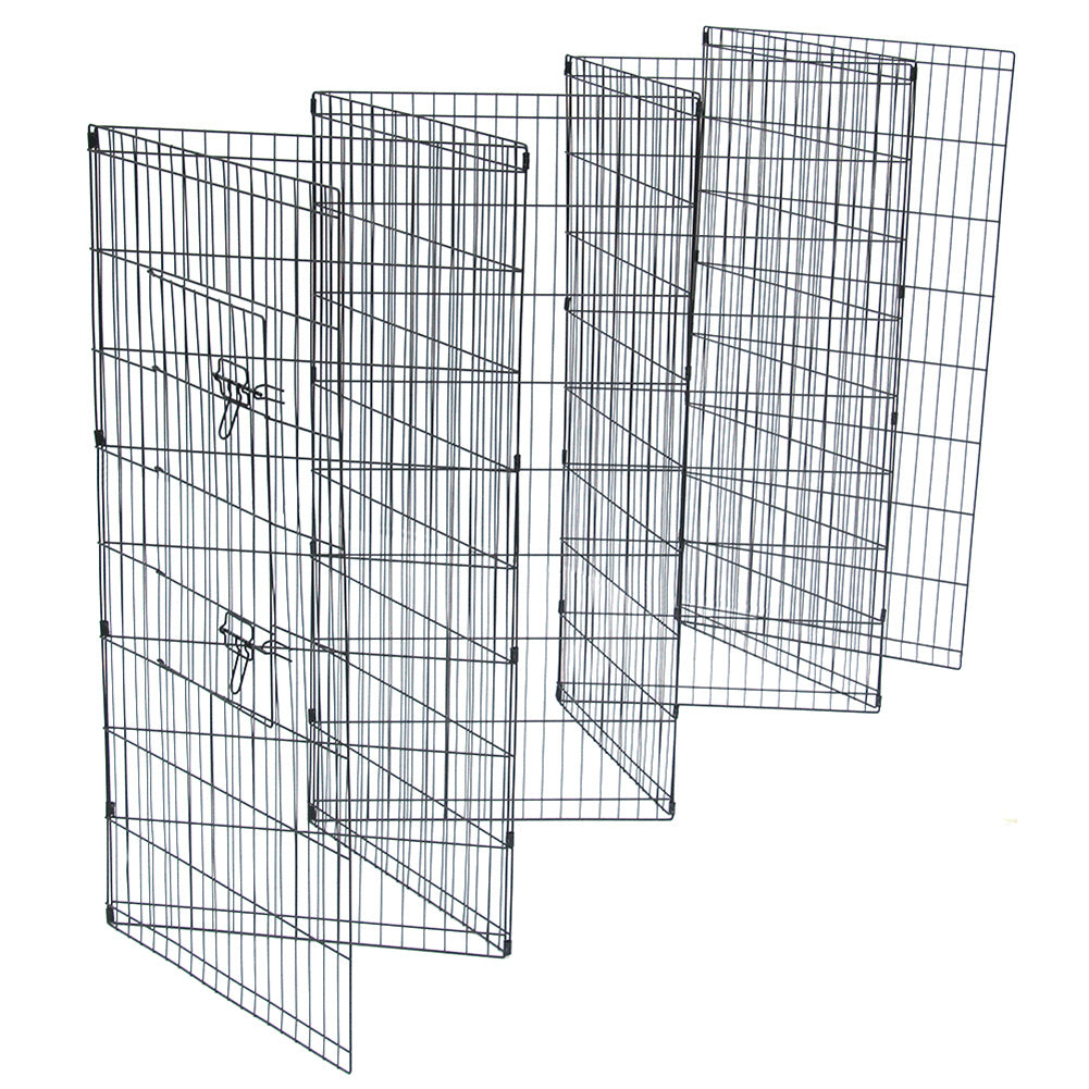 BEESCLOVER 48 inch  Basics Play Area Foldable Metal Pet Wire Fence 8 Pieces with Open Doors Black