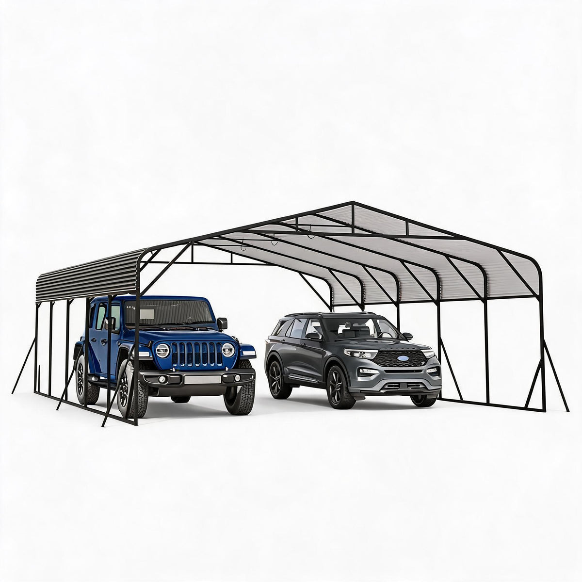 Riedhoff Metal Carport, Heavy Duty, Gray