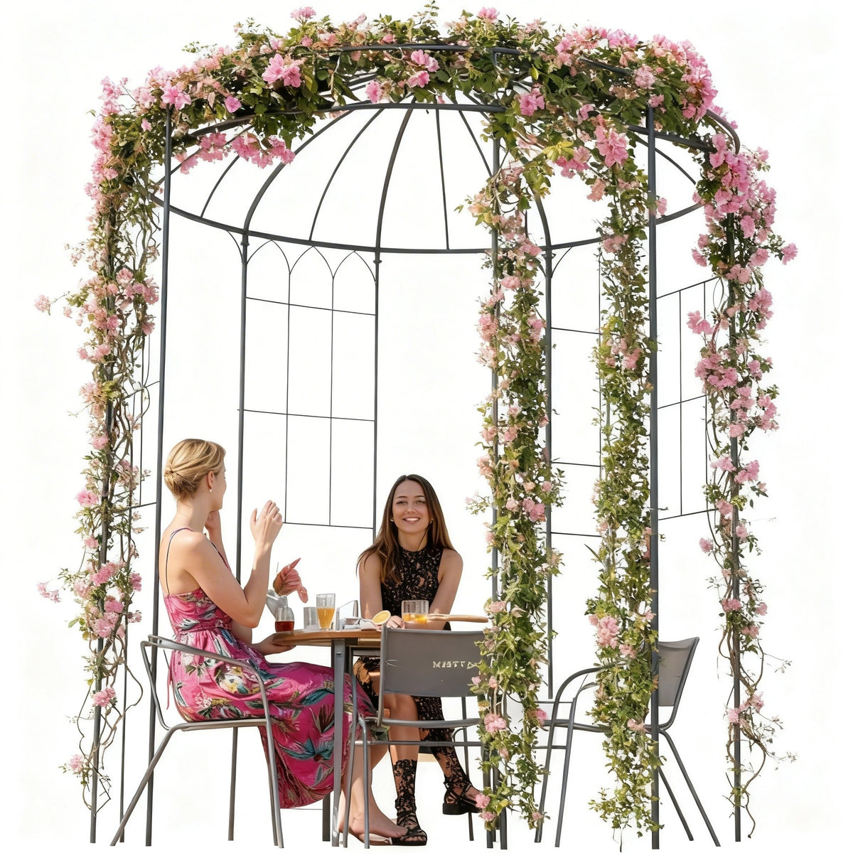 Riedhoff Garden Arbor Trellis 3.47 x 6.56 x 6.56 ft , Birdcage Wedding Arch, Black