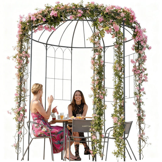Riedhoff Garden Arbor Trellis 3.47 x 6.56 x 6.56 ft , Birdcage Wedding Arch, Black