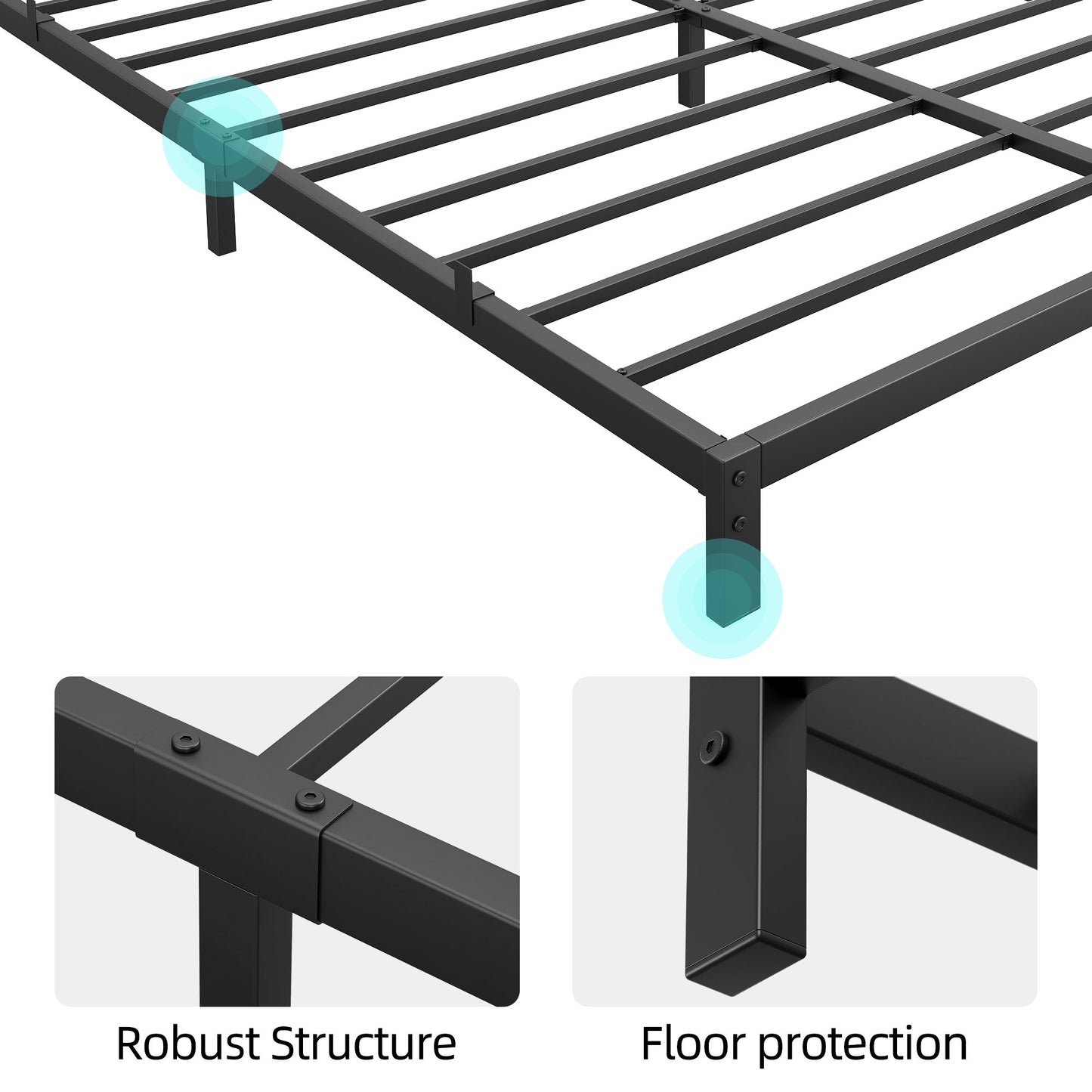Garvee 6" Queen Size Bed Frame, Low Profile, Support Mattress Foundation, Black