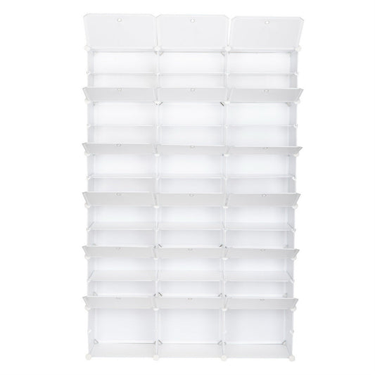 RONSHIN 3 Rows 12-tier Portable Shoe Rack Organizer Shoe Cabinet 122 x 32 x 180cm White