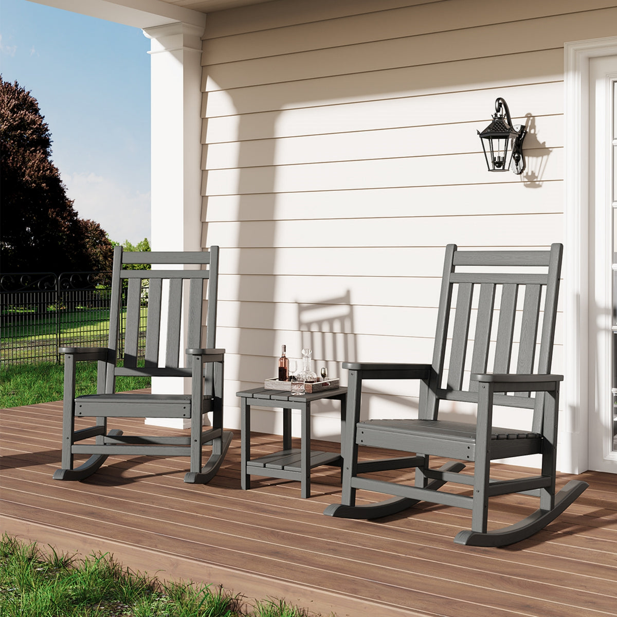 Riedhoff 2-Tiers Outdoor Side Table for Patio, 17.71" x 15.35"x 18.11", Weather Resistant