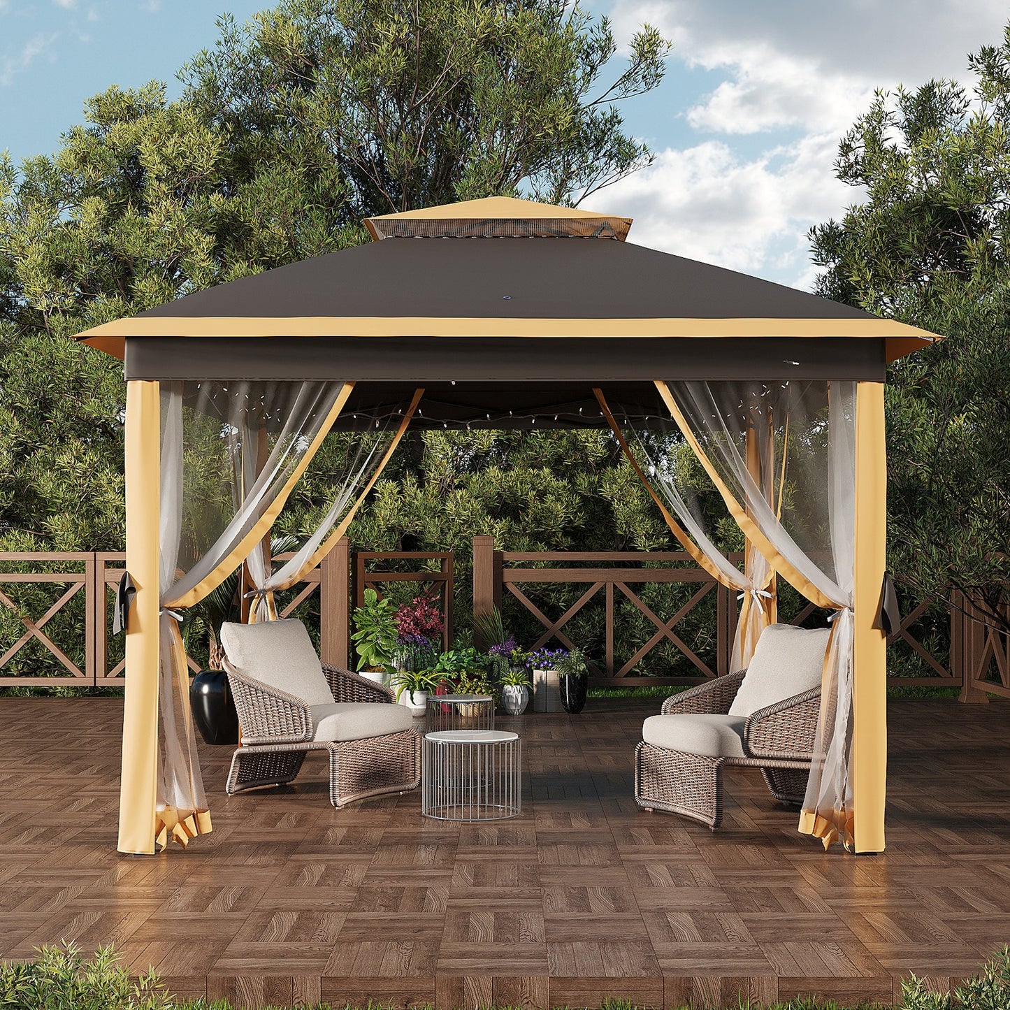 Garvee 10.82 x 10.82' Pop-Up Gazebo Tent, Adjustable Height with Mosquito Netting