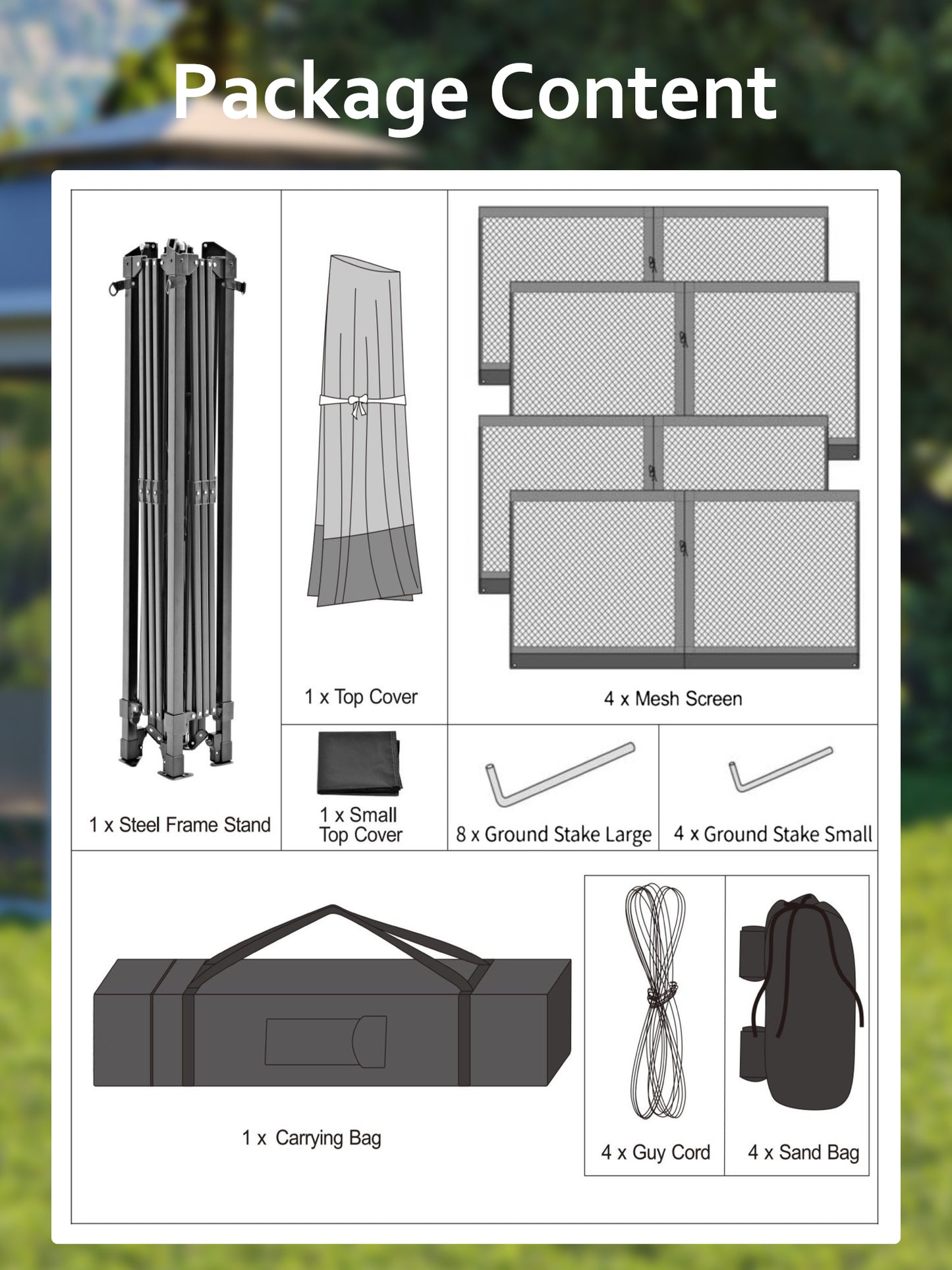 Garvee 10.82 x 10.82' Pop-Up Gazebo Tent, Adjustable Height with Mosquito Netting