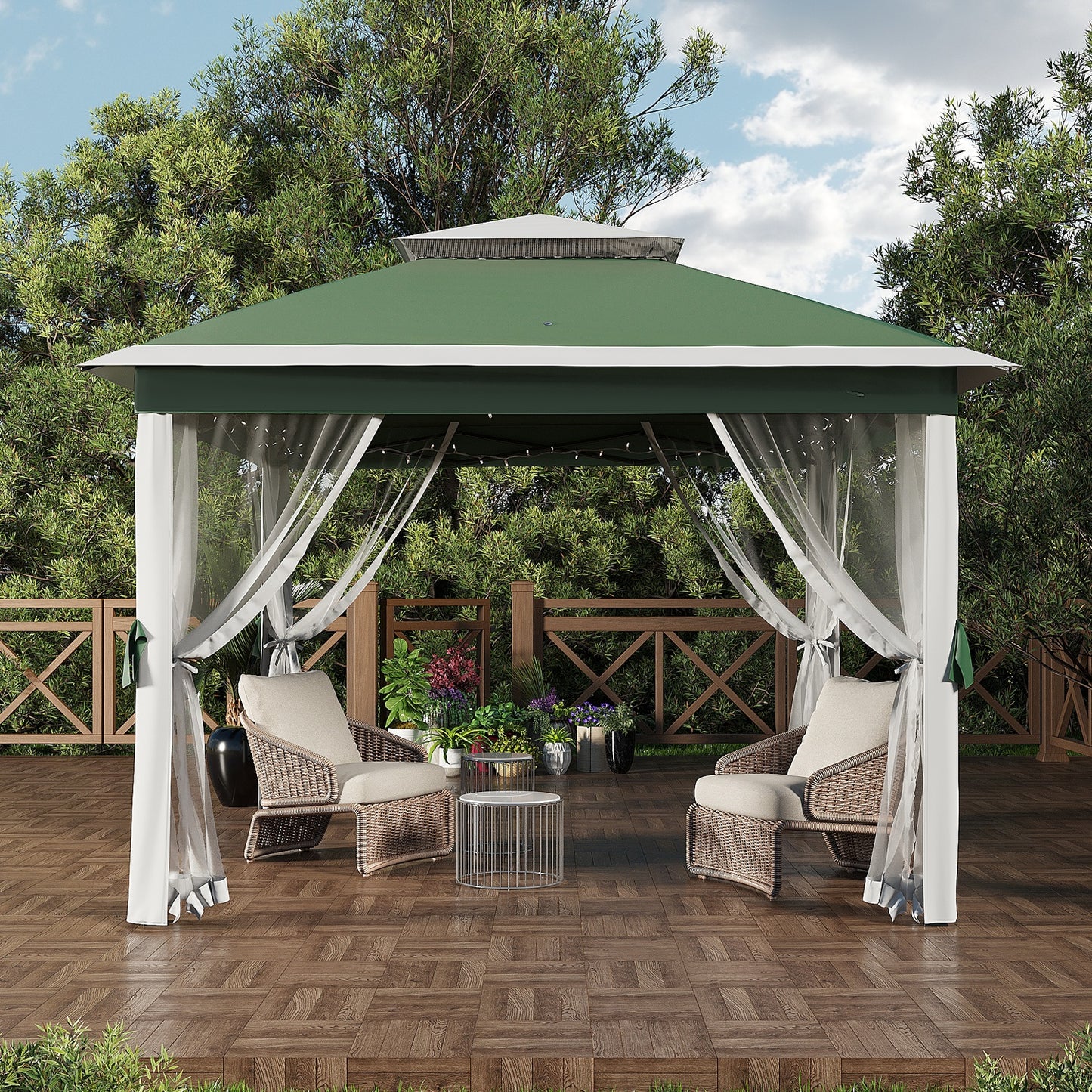 Garvee 10.82 x 10.82' Pop-Up Gazebo Tent, Adjustable Height with Mosquito Netting