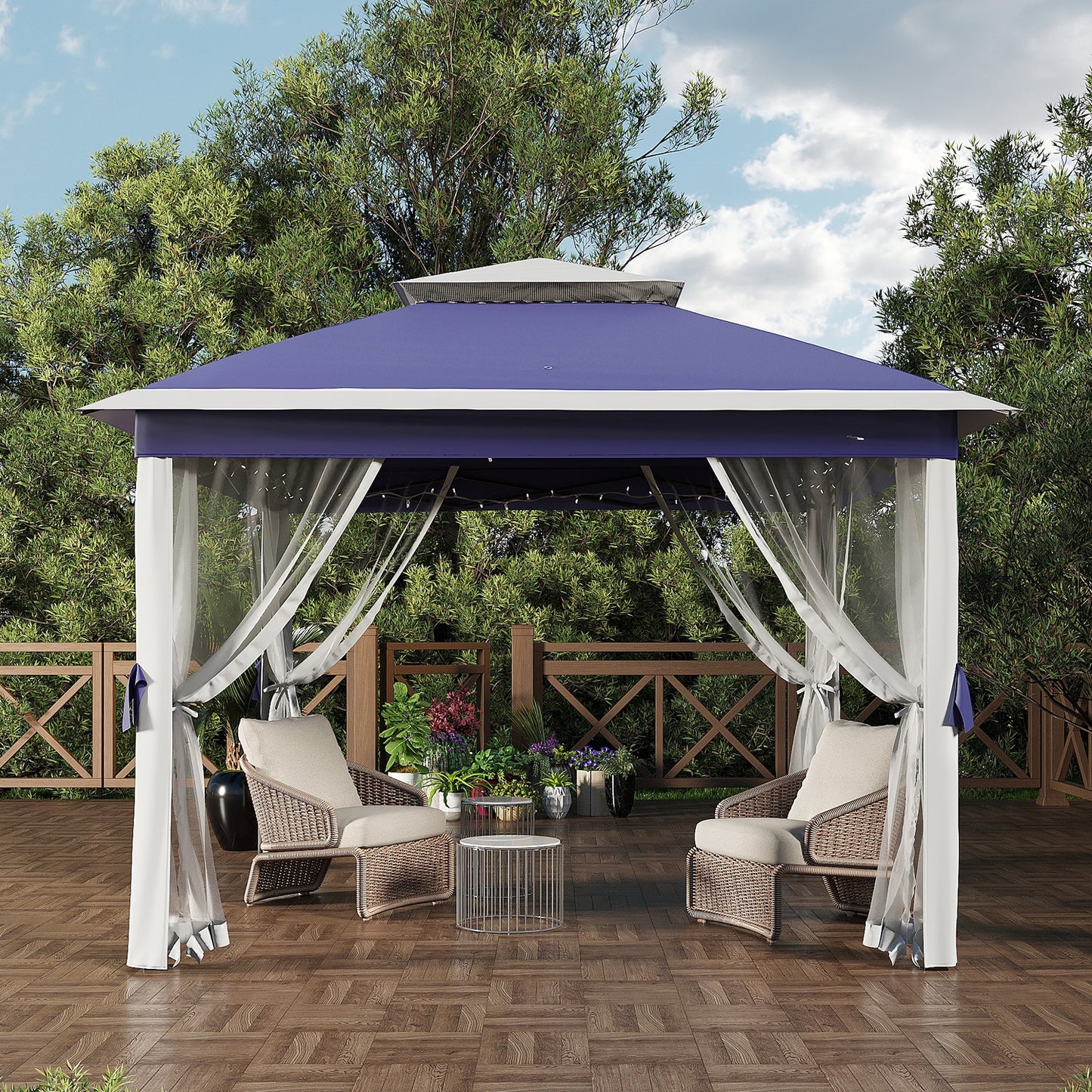 Garvee 10.82 x 10.82' Pop-Up Gazebo Tent, Adjustable Height with Mosquito Netting