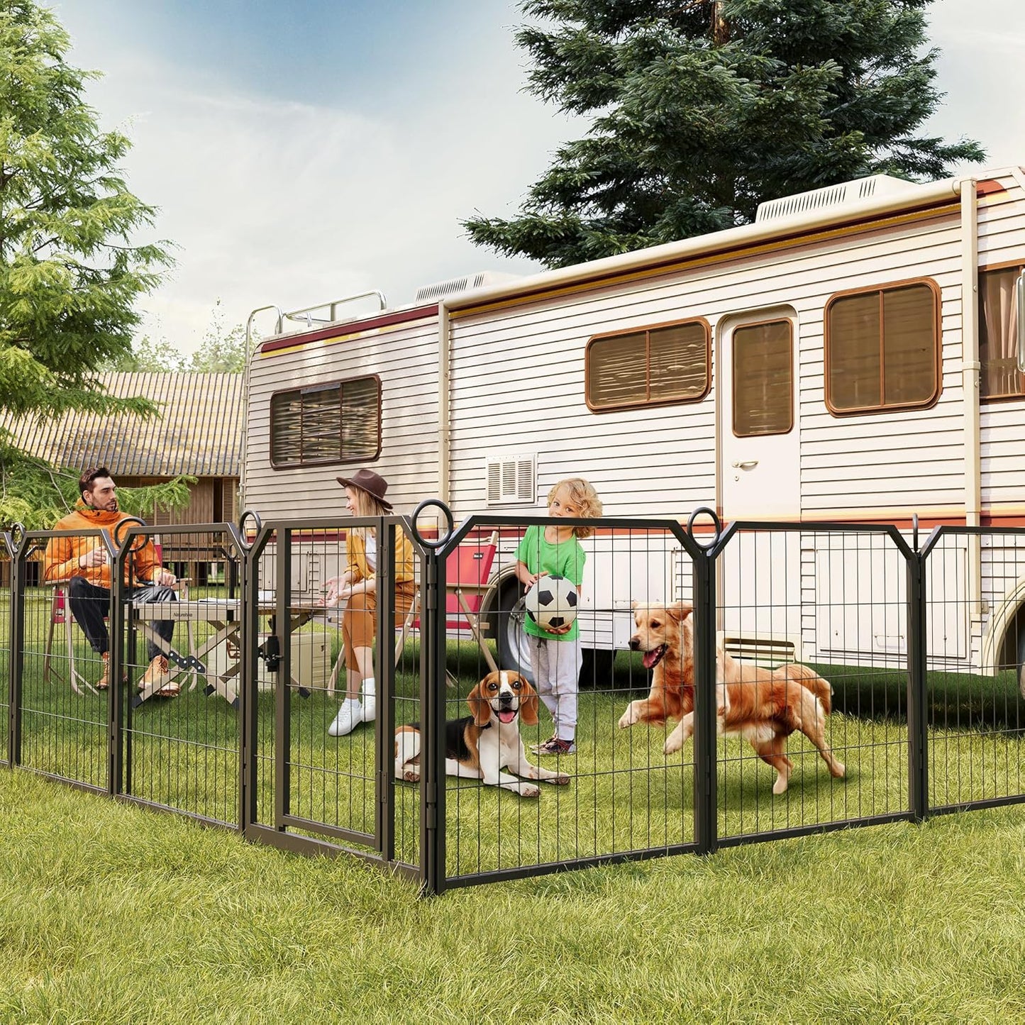 Garvee Metal Dog Playpen, Gate Included, Black
