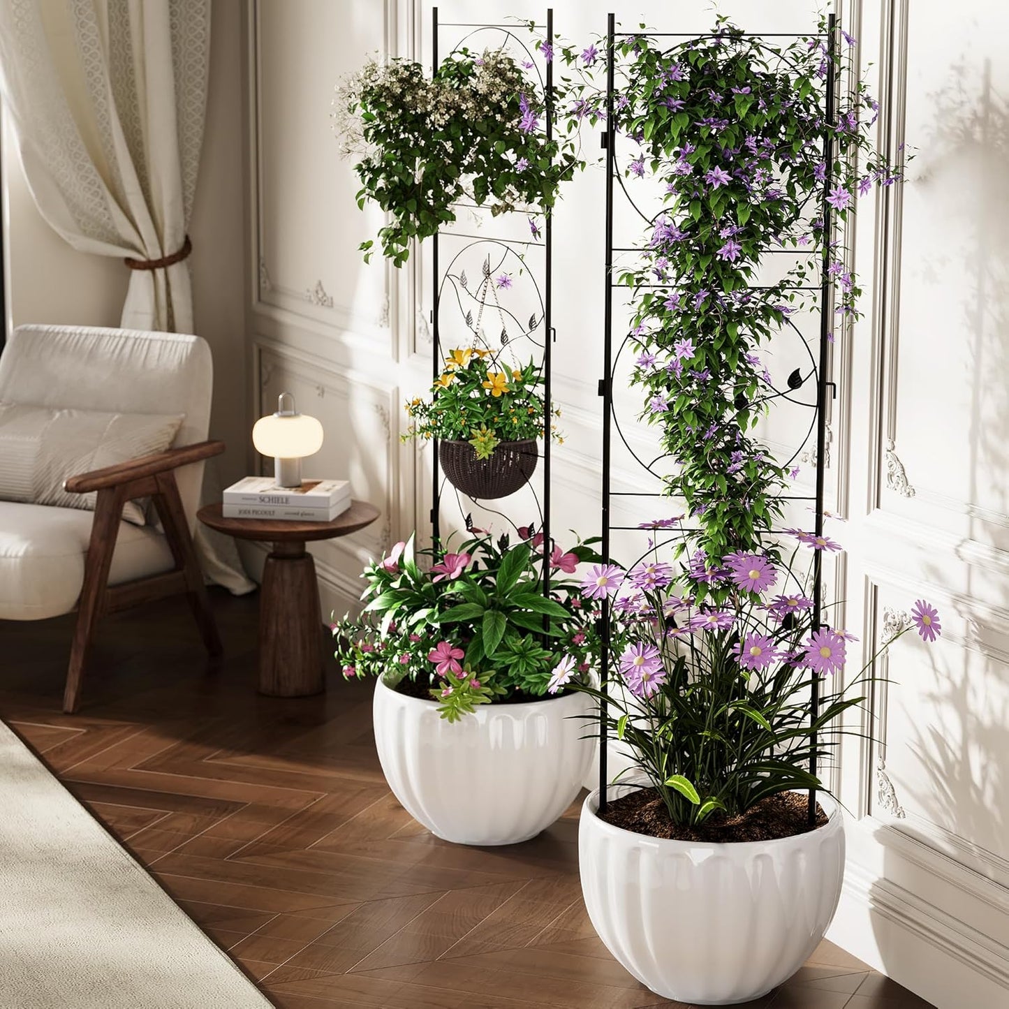 Riedhoff Metal Garden Trellis for Climbing Plants, Black