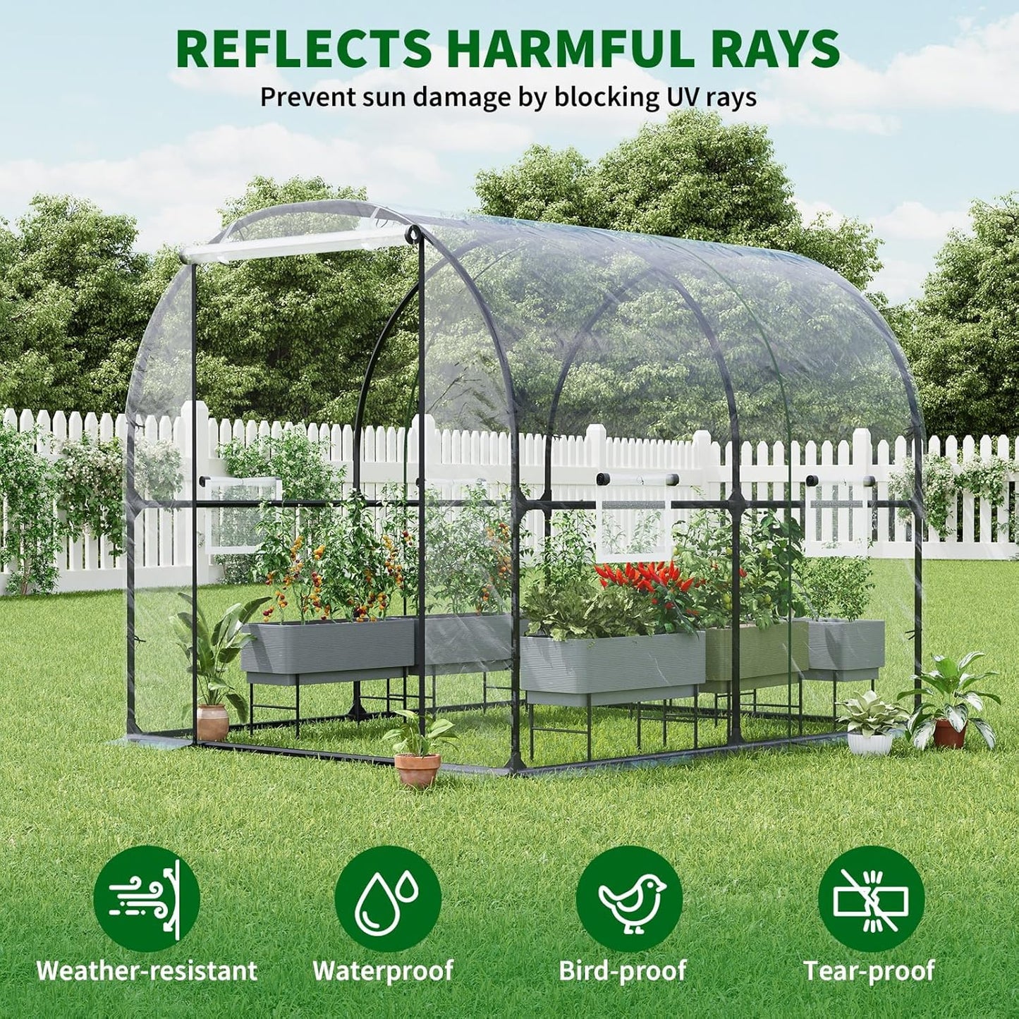 Garvee Portable Walk-in Greenhouse 98.42 x 78.74 x 78.74", Upgraded Heavy Duty Frame
