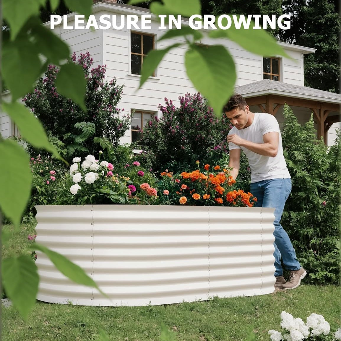 Garvee Elliptical feet Steel Planter Box, Raised Garden Bed