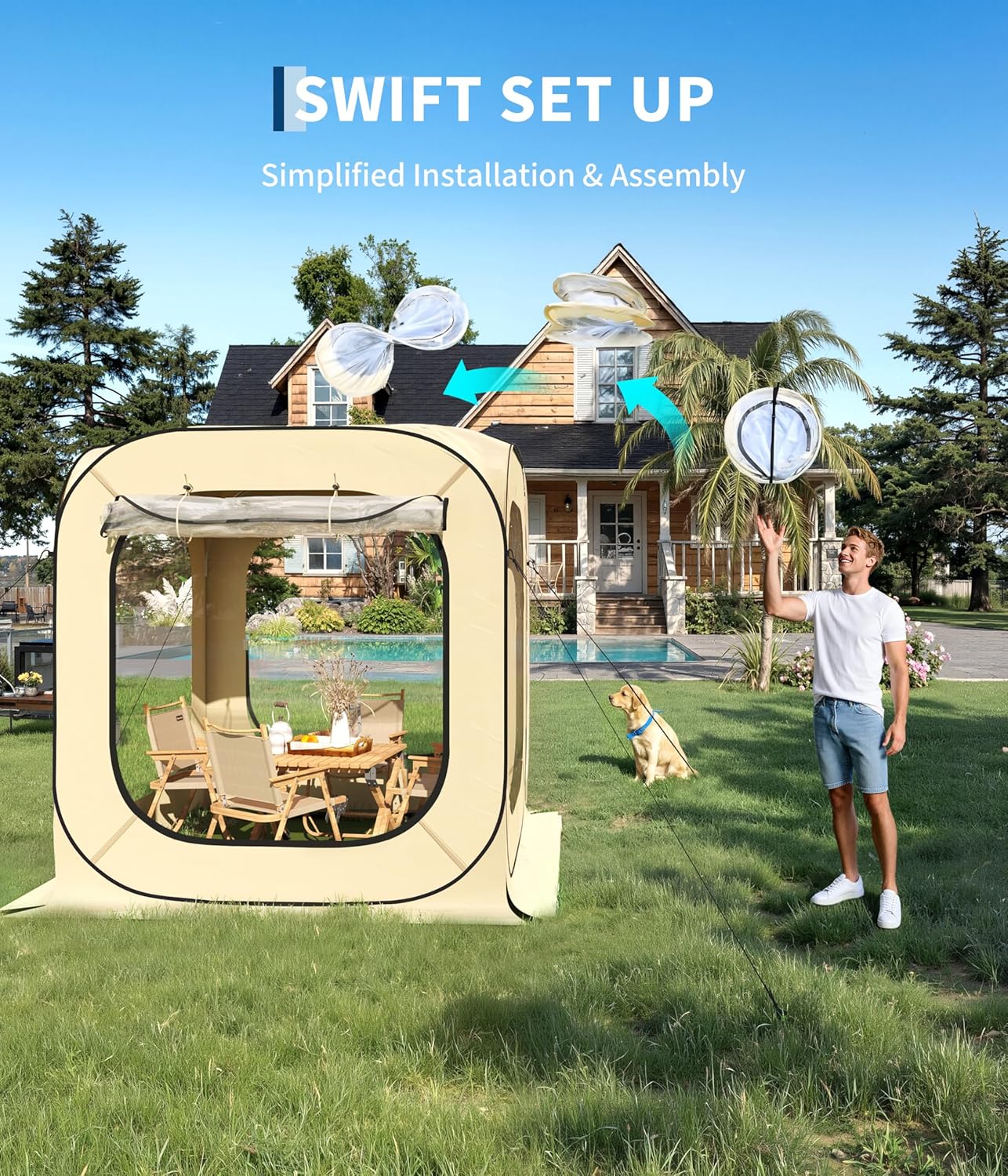 Garvee Pop up Sports Tent, All Weather, Beige