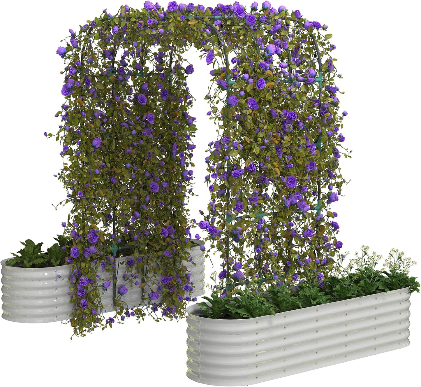 Goldensoil Raised Garden Bed with 95" H Tall Arch Trellis for Climbing Vegetables Flowers