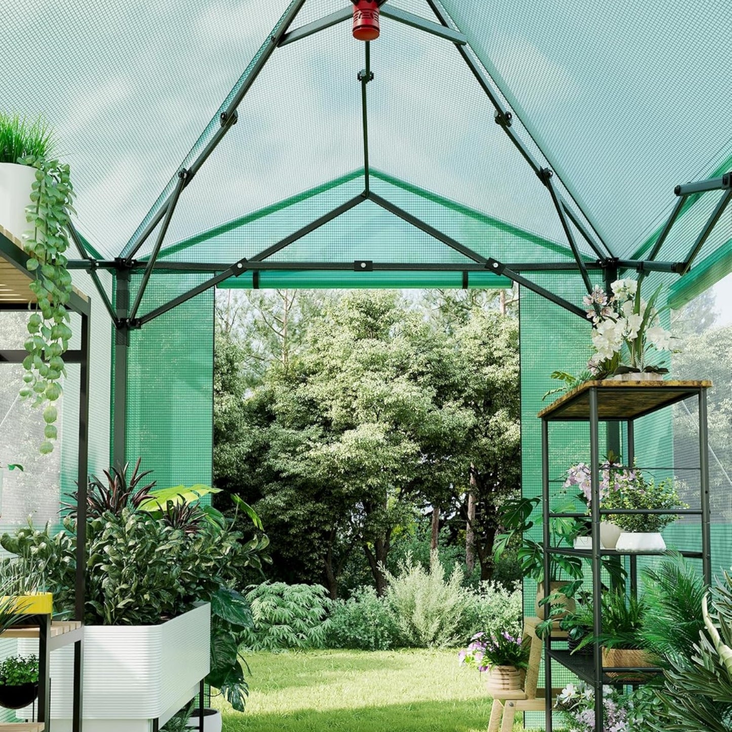 Riedhoff Portable Walk-in Greenhouse, Pop-up , Zippered Doors & Windows, Green