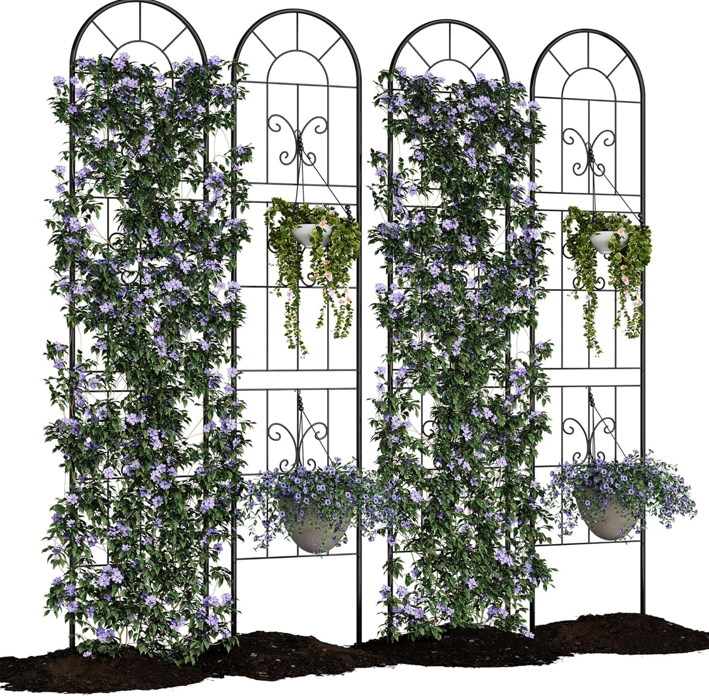 Riedhoff Metal Garden Trellis for Climbing Plants, Black