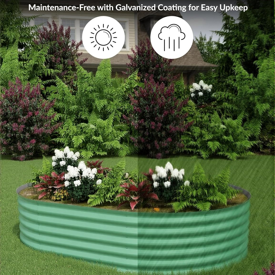Garvee Elliptical feet Steel Planter Box, Raised Garden Bed