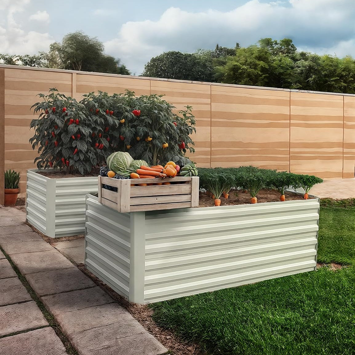 Riedhoff Steel Raised Garden Bed, Square Shape