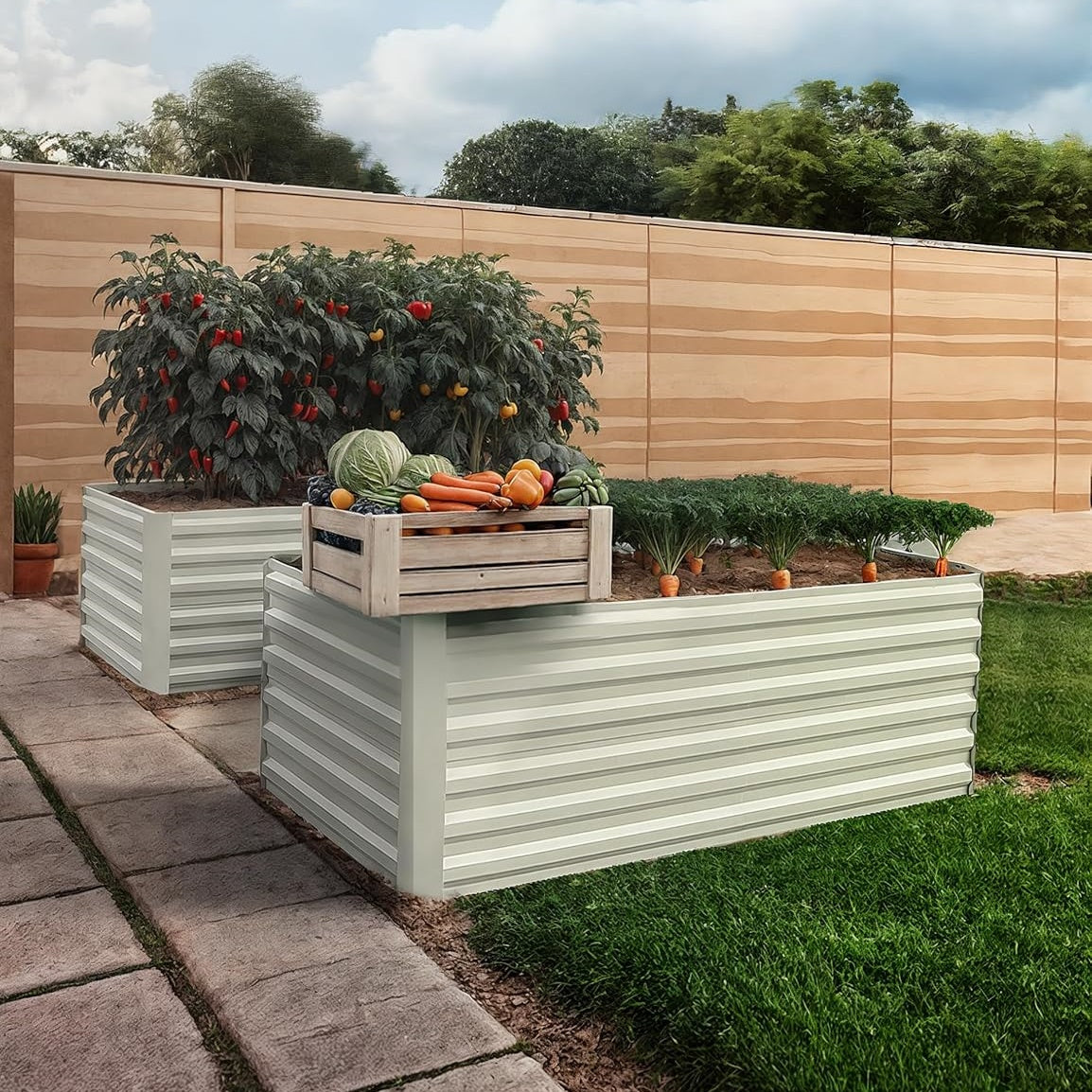 Riedhoff Steel Raised Garden Bed, Square Shape