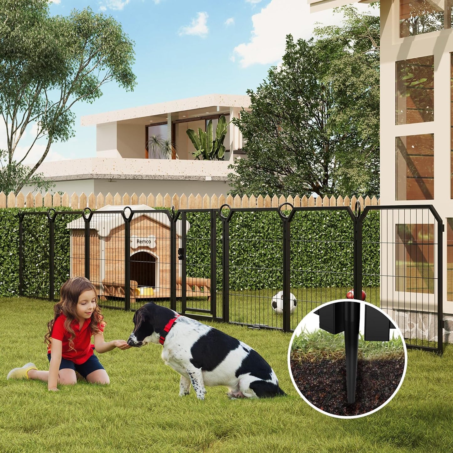 Garvee Metal Dog Playpen, Gate Included, Black