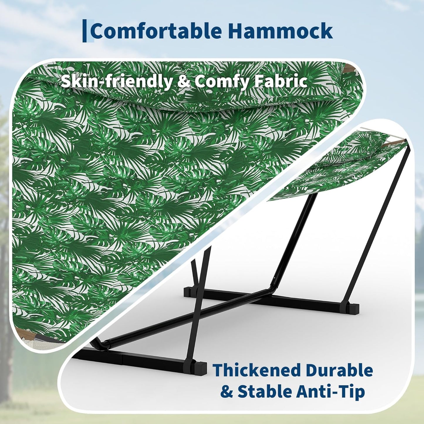 Garvee Double Hammock with Stand, Heavy Duty with Balance Rope