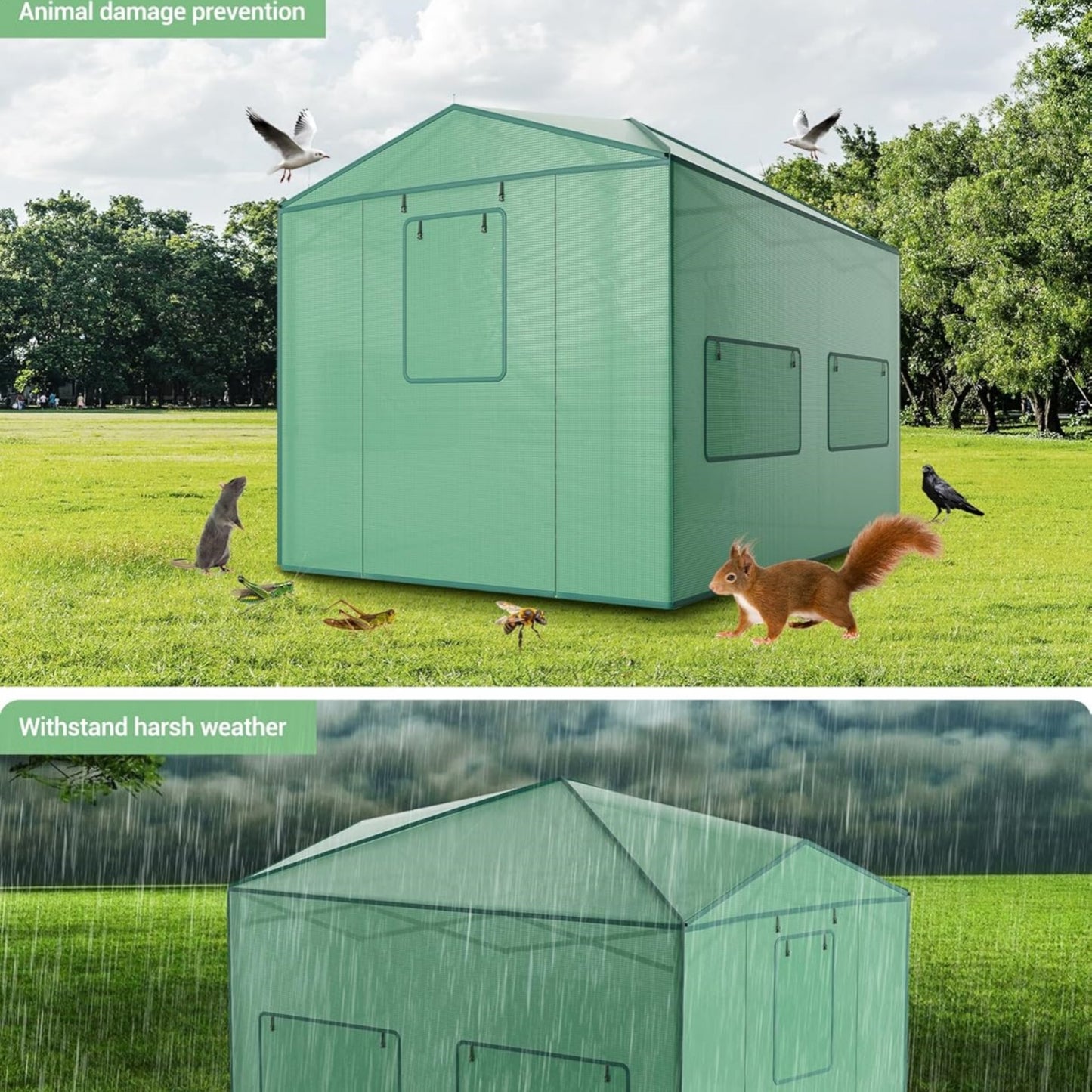Garvee Pop up Walk-in Greenhouse, for Garden Patio Backyard, Green