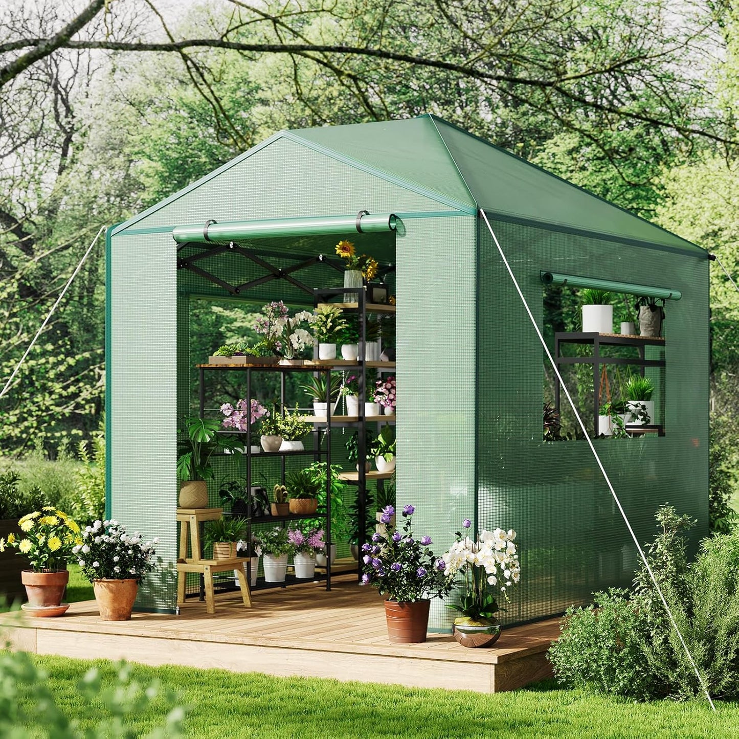 Garvee Pop up Walk-in Greenhouse, for Garden Patio Backyard, Green