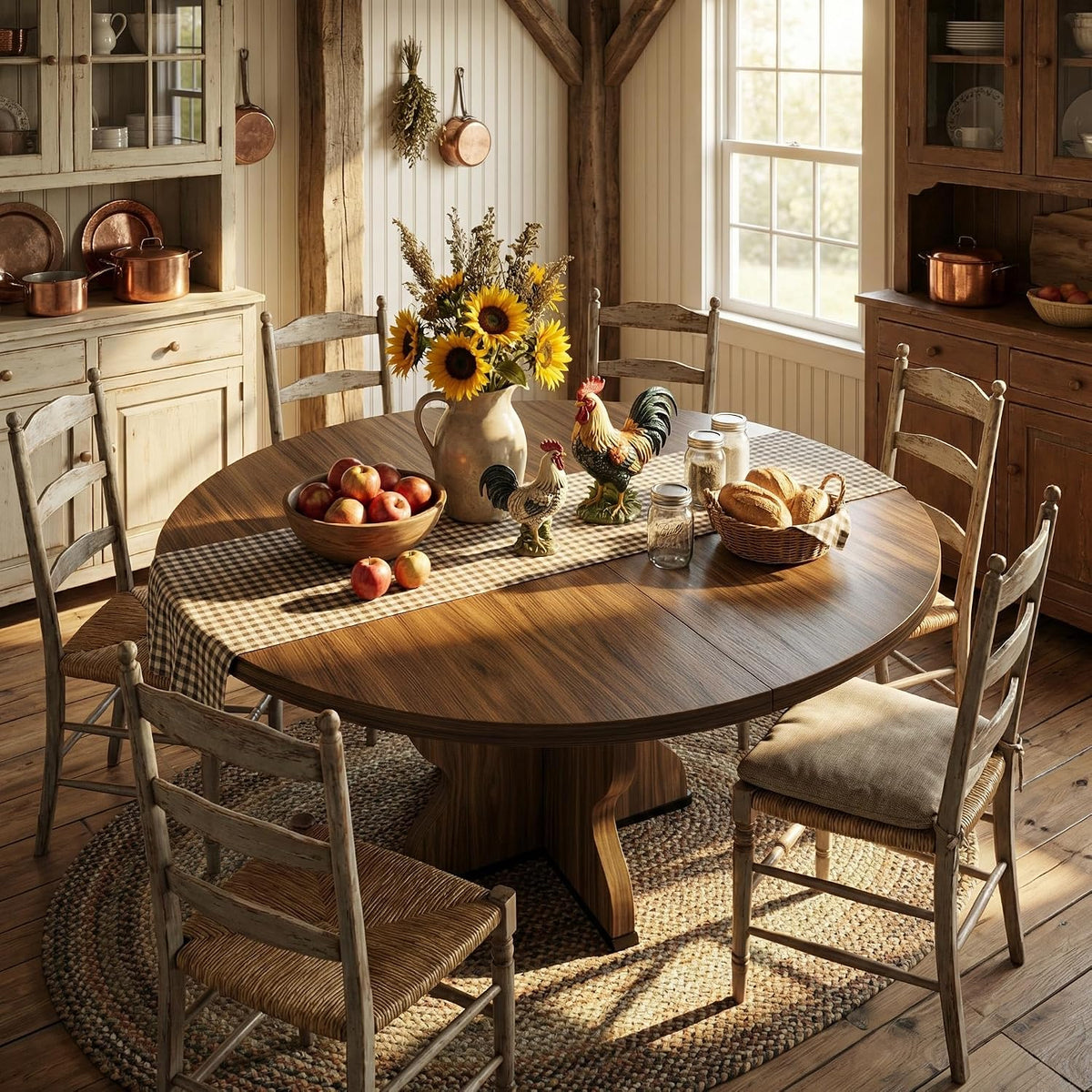 Riedhoff 47" to 63" Farmhouse Extendable Dining Table for 4-8