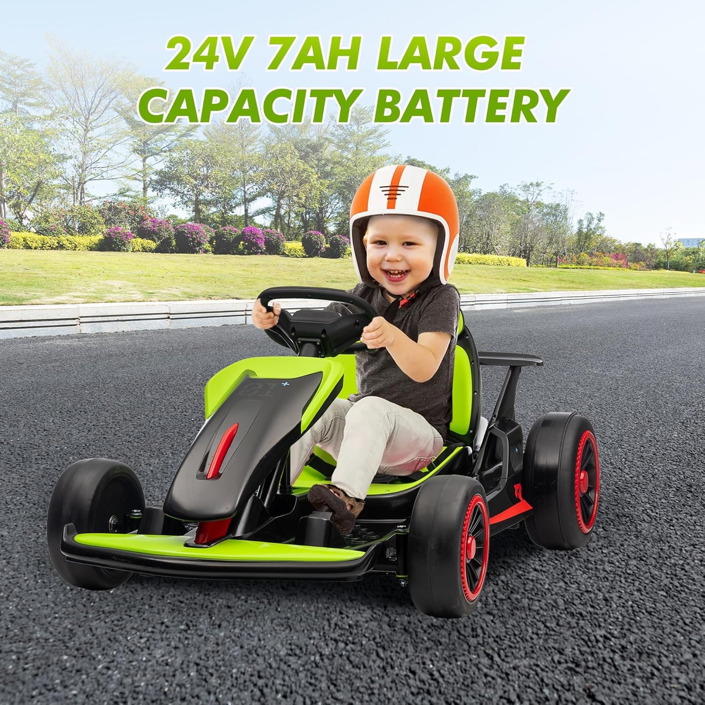 Garvee Kids Electric Drift Go-Kart, 24V 7AH Battery, 2*150W Motors, Outdoor Ride On Toy