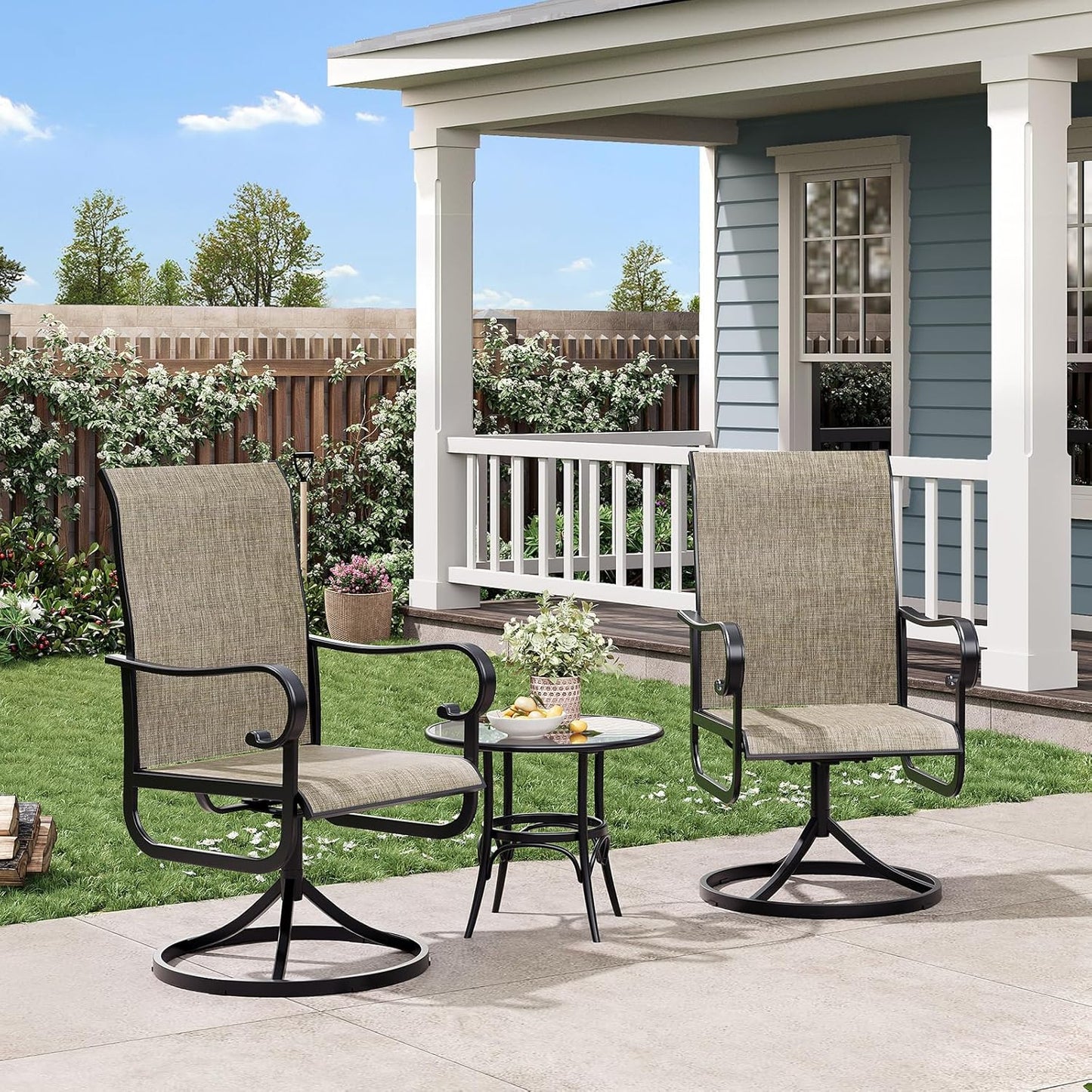 Riedhoff Patio Swivel Chairs Set of 2, with High Back, 23 x 20 x 40"