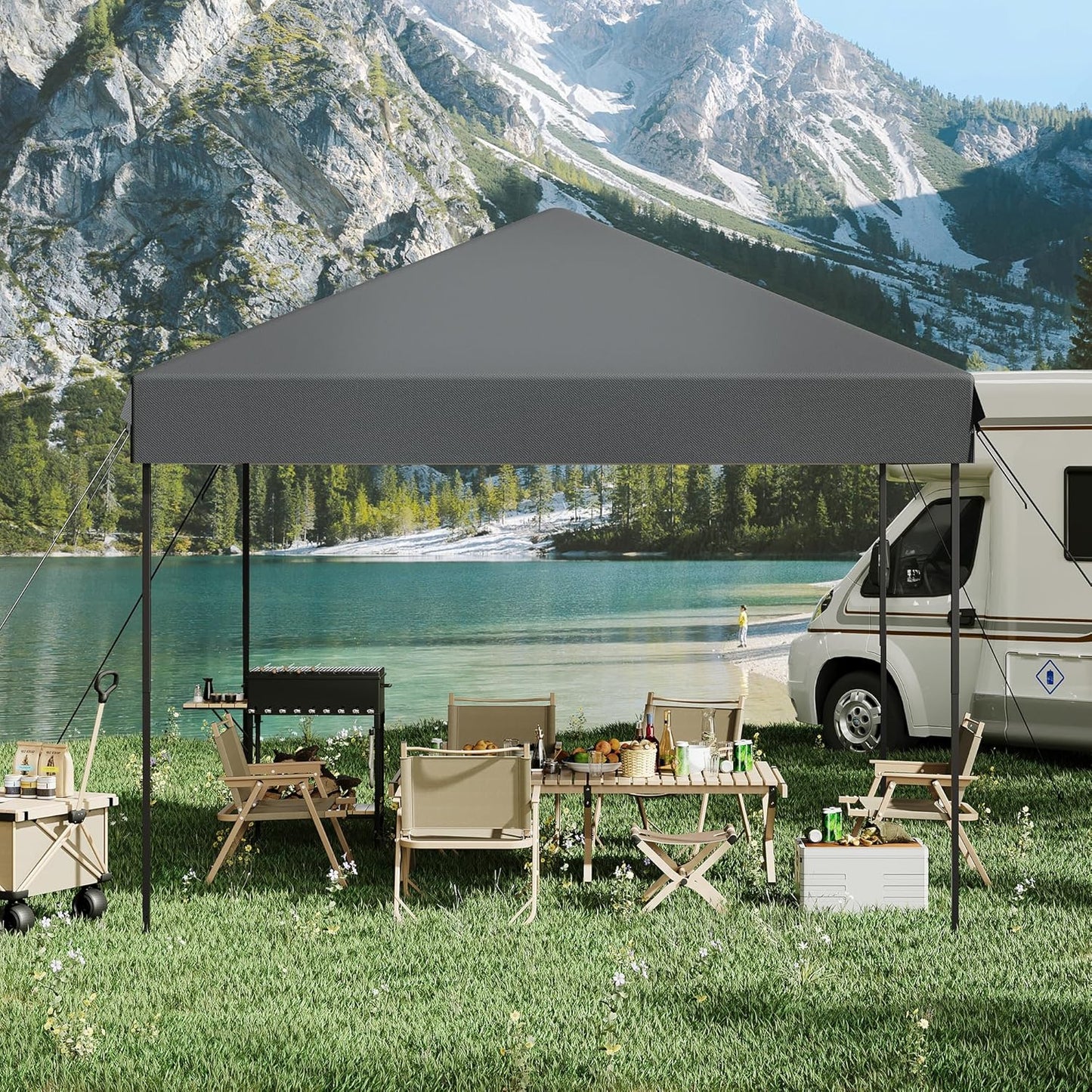 Garvee 10 x 10 Ft Pop-up Canopy, One Button Push Setup, Heavy Duty, Portable Roller Bag