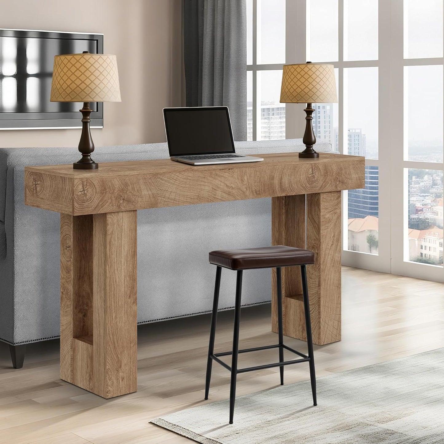 Garvee 63" Console Table for Entryway, Industrial Console Sofa Table