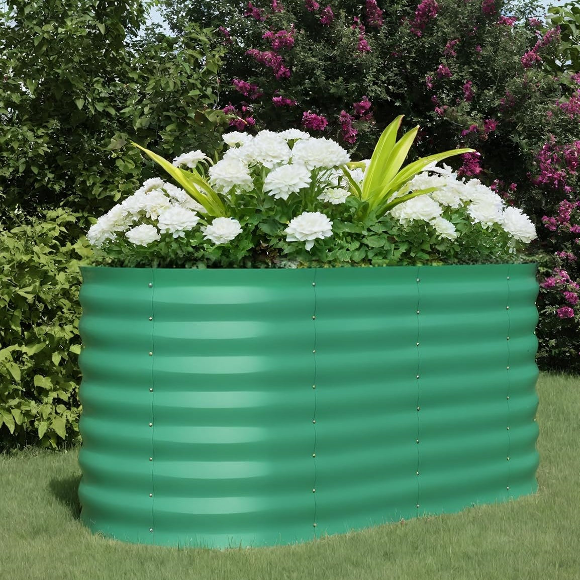 Goldensoil 2 Pack Raised Garden Bed Outdoor, 4x2x2 ft Large Metal Planter Box for Flower,Green