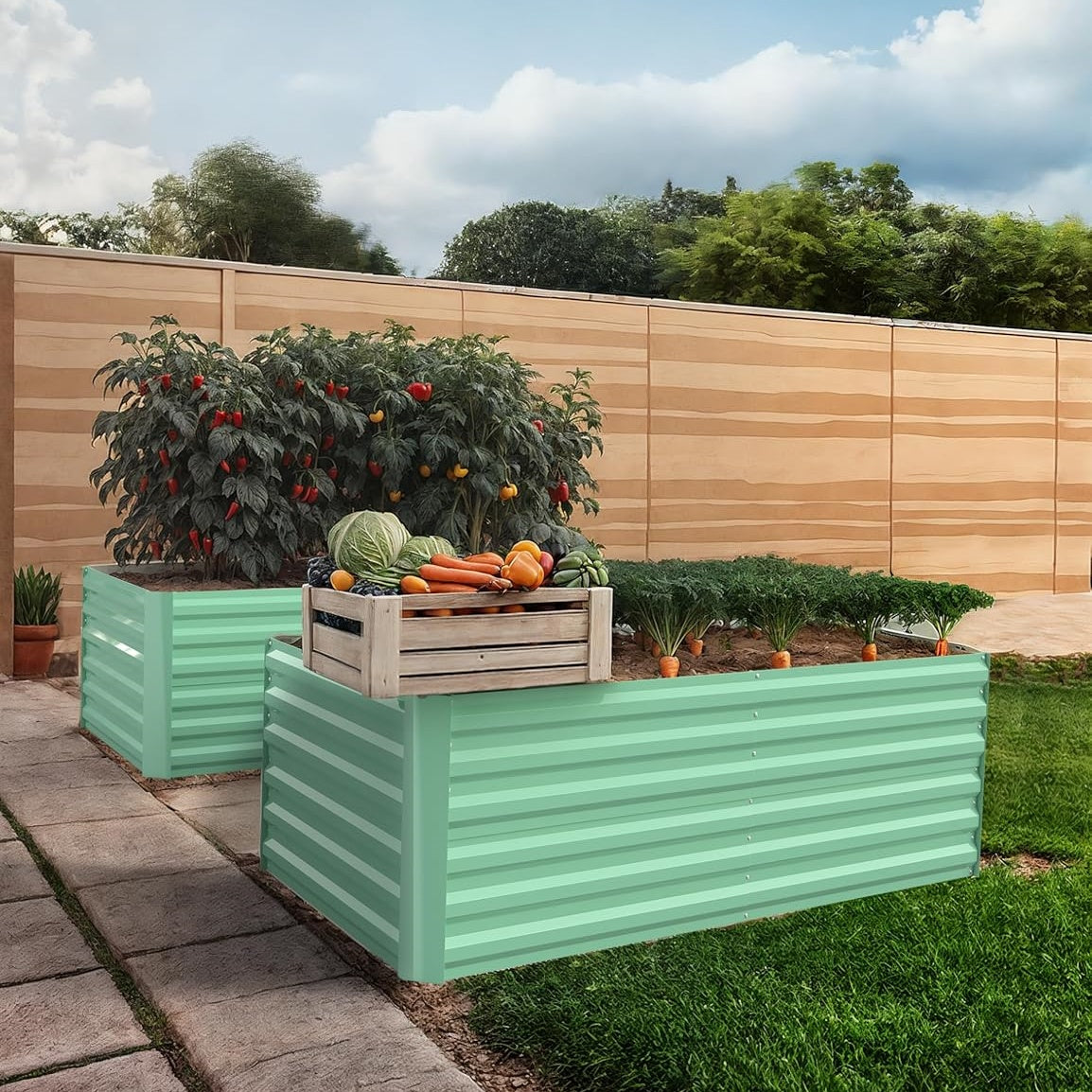 Riedhoff Steel Raised Garden Bed, Square Shape