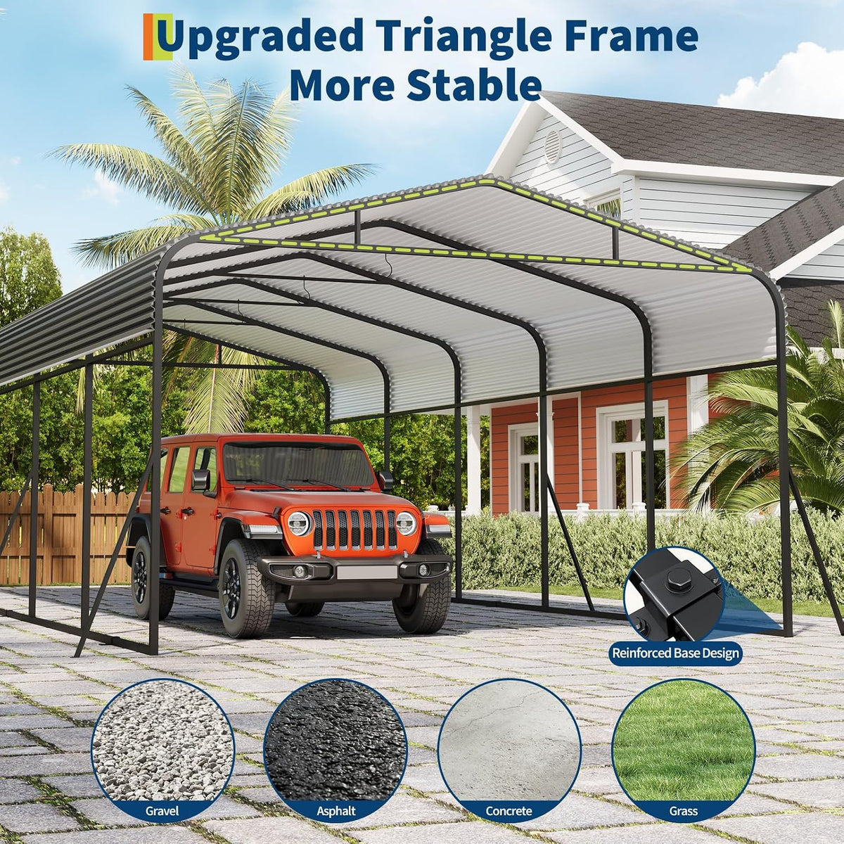 Riedhoff Metal Carport, Heavy Duty, Gray