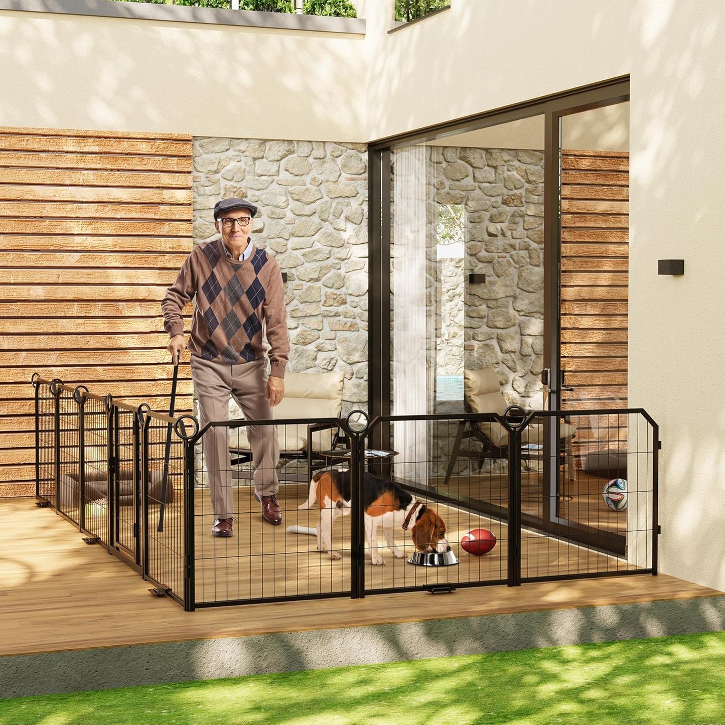 Garvee Metal Dog Playpen, Gate Included, Black