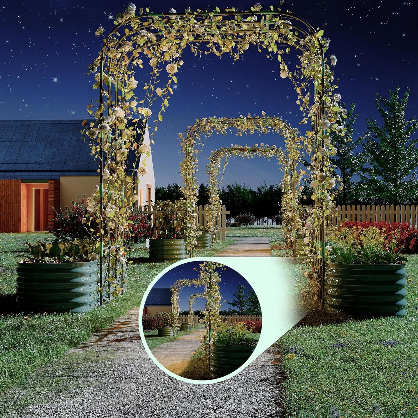 Goldensoil Raised Garden Bed with 95" H Tall Arch Trellis for Climbing Vegetables Flowers