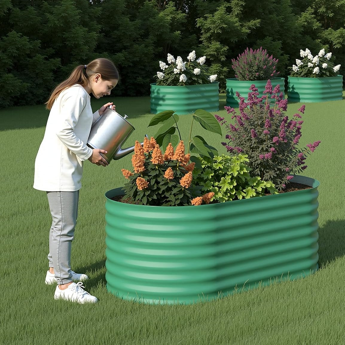Garvee Elliptical feet Steel Planter Box, Raised Garden Bed