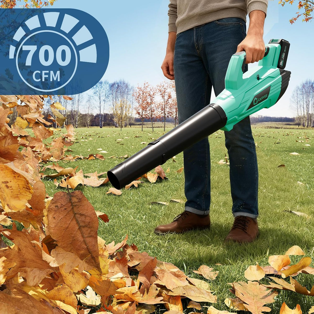 Riedhoff Handheld Leaf Blower, 20V 4.0 Ah Battery, 700 CFM & 2 Speed, Green