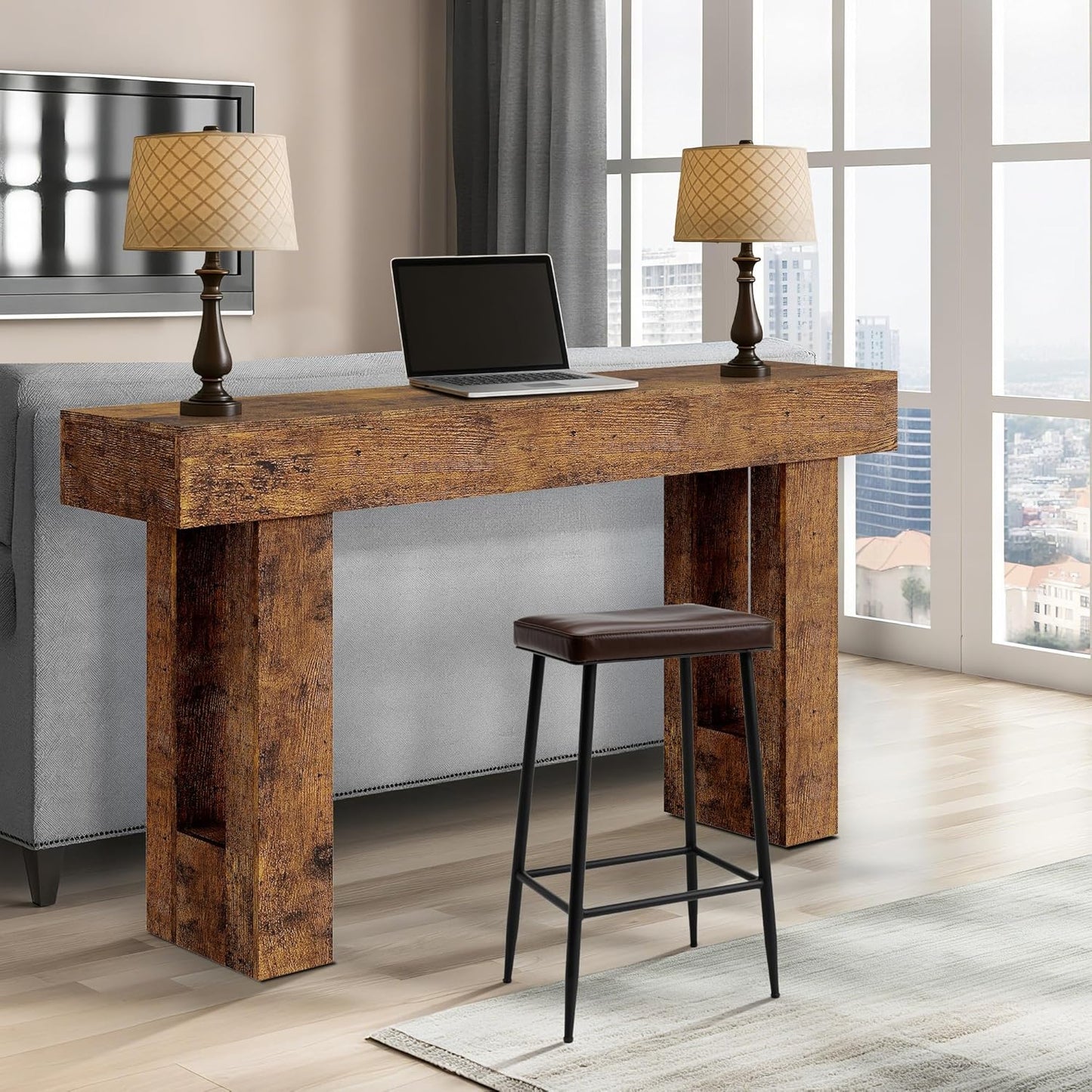 Garvee 63" Console Table for Entryway, Industrial Console Sofa Table