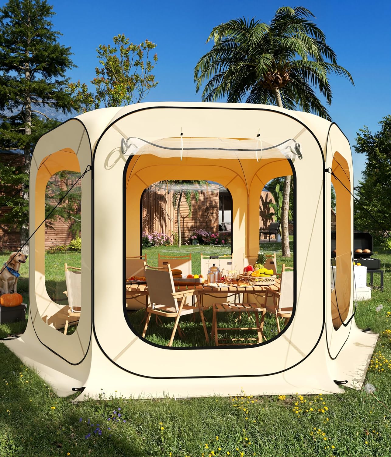 Garvee Pop up Sports Tent, All Weather, Beige