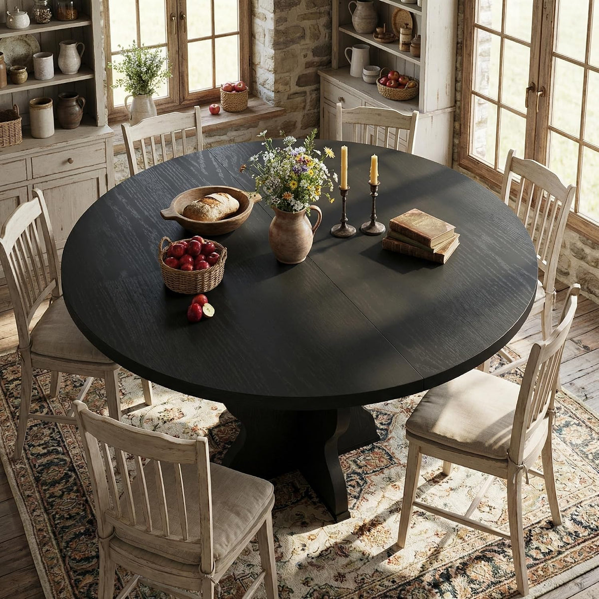 Riedhoff 47" to 63" Farmhouse Extendable Dining Table for 4-8