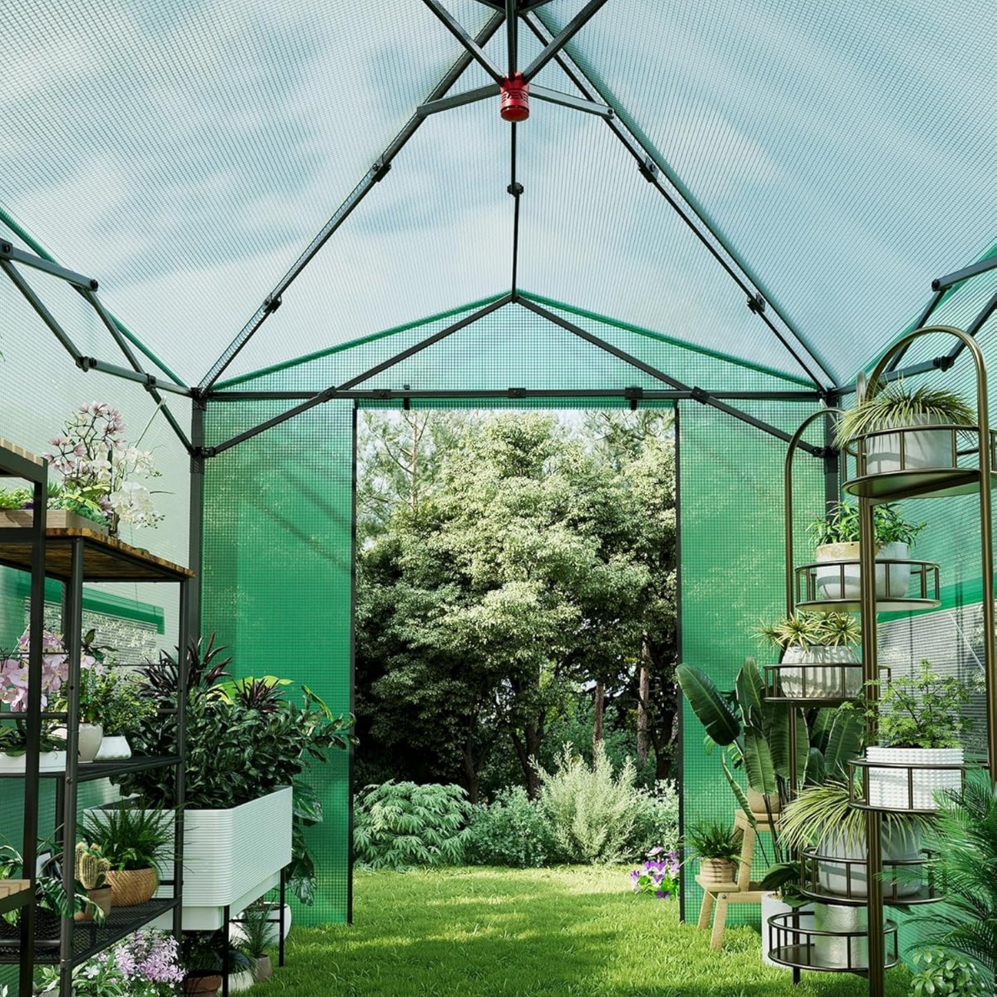 Riedhoff Portable Walk-in Greenhouse, Pop-up , Zippered Doors & Windows, Green