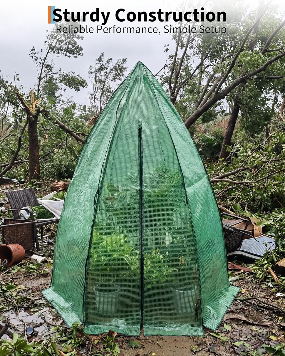 Garvee Mini Portable Greenhouse 54 x 54 x 71 inch, PE Cover with Roll-Up Zipper Door