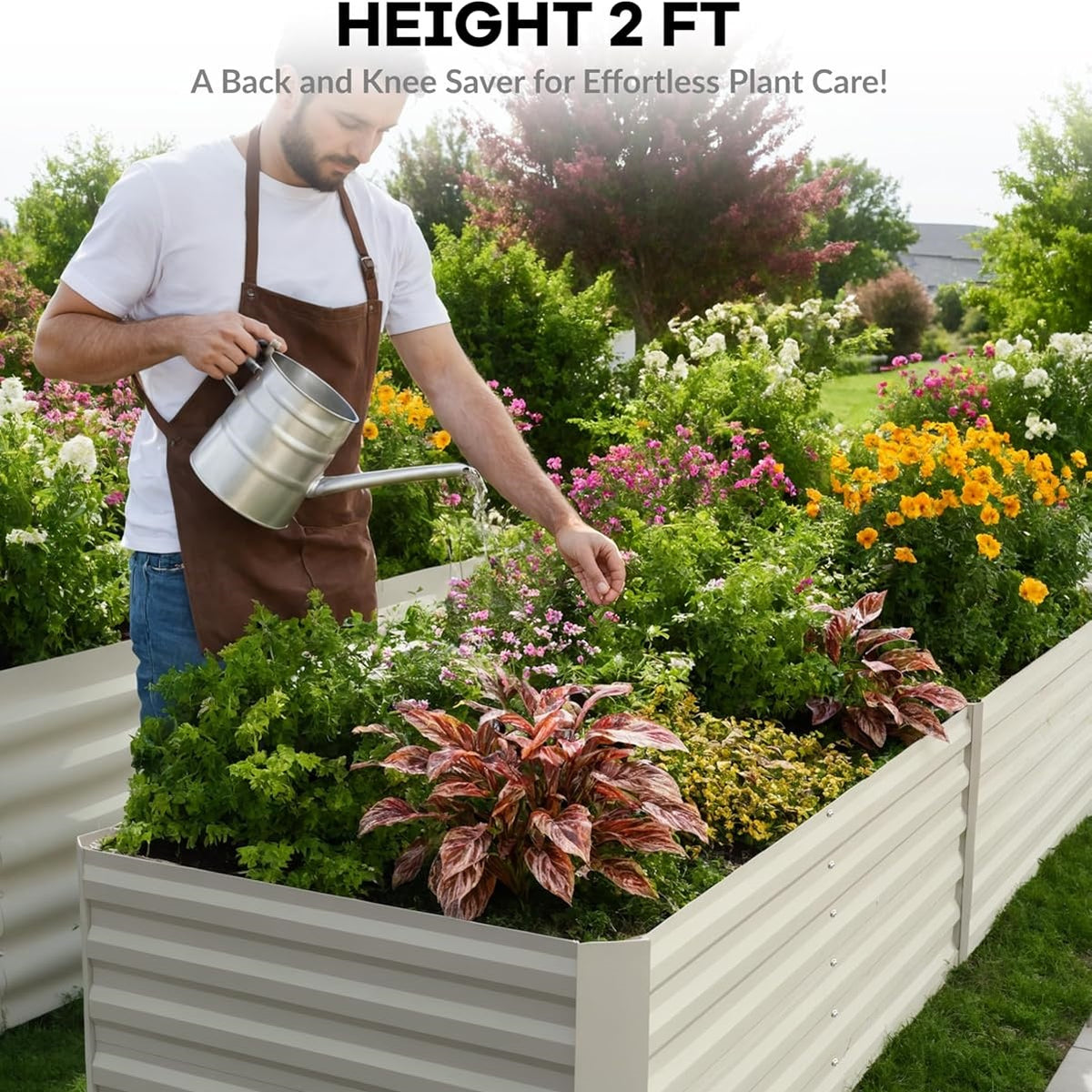 Riedhoff Steel Raised Garden Bed, Square Shape