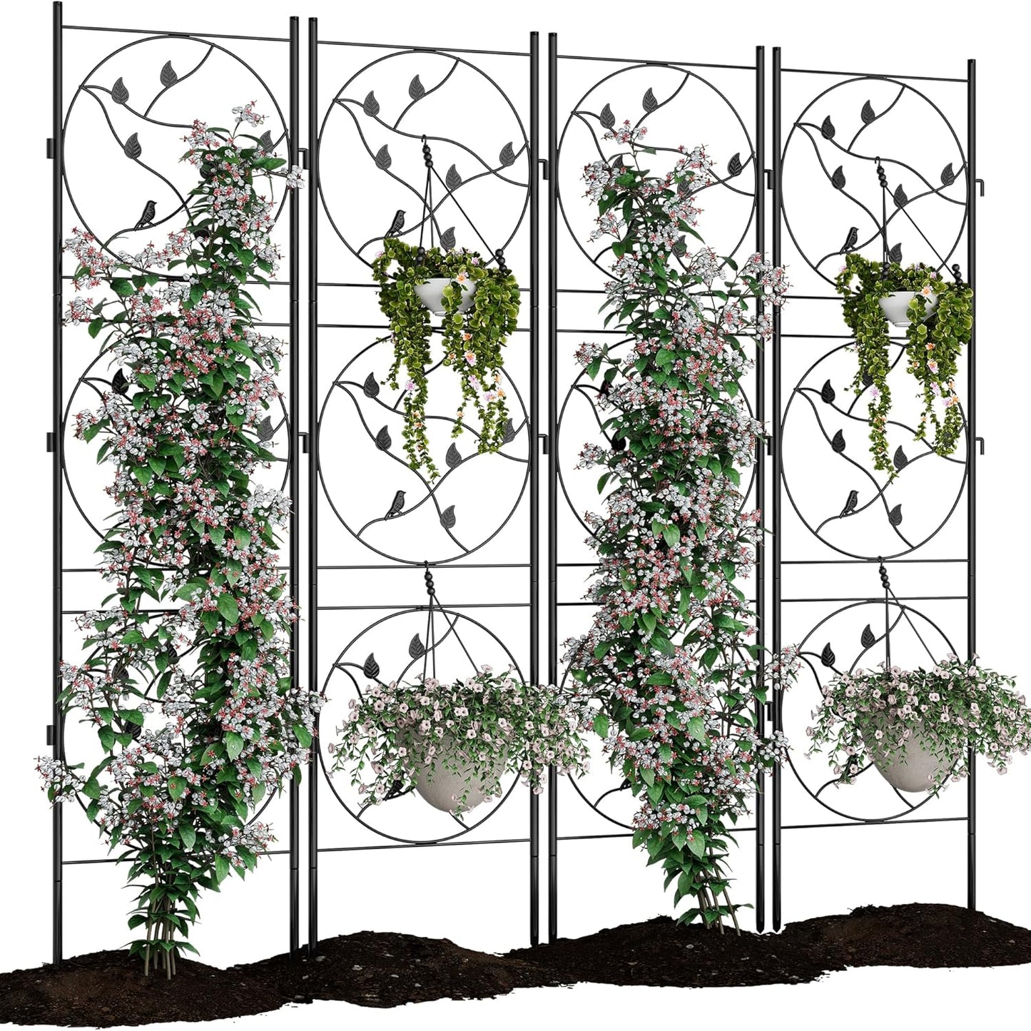 Riedhoff Metal Garden Trellis for Climbing Plants, Black
